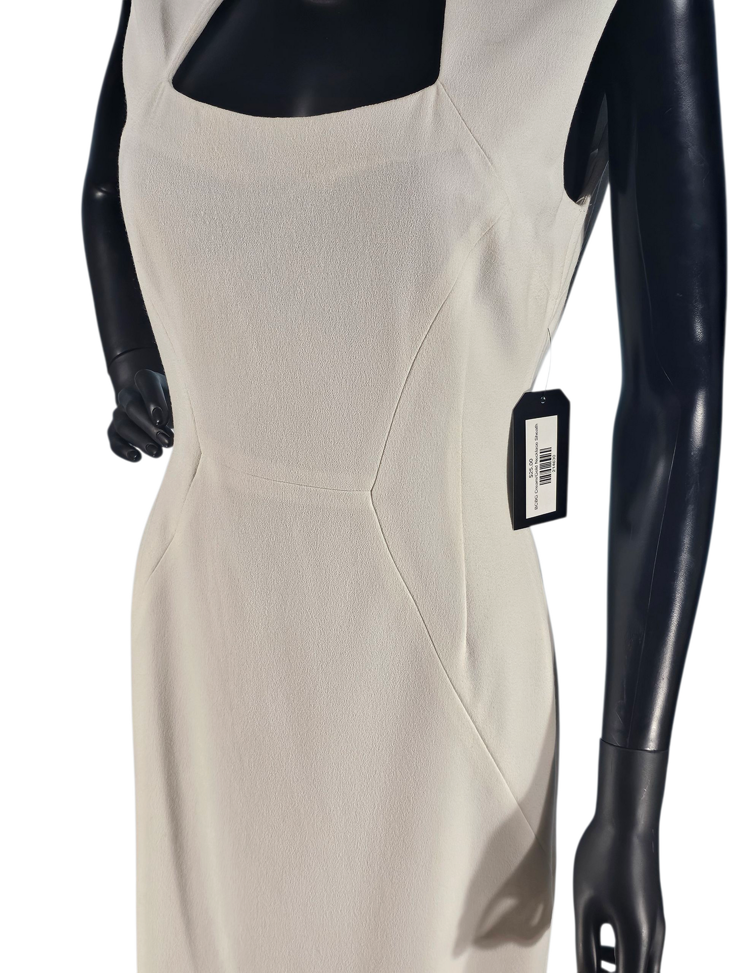 BCBG Cream/Gold Necklace Sheath Dress