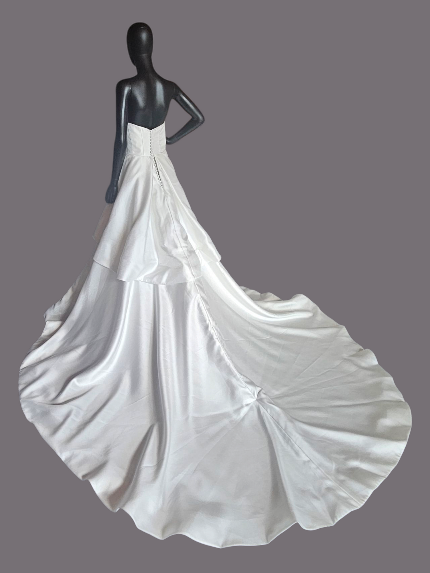 Strapless Contoured Bodice Diamantina Satin Wedding Gown - Morilee