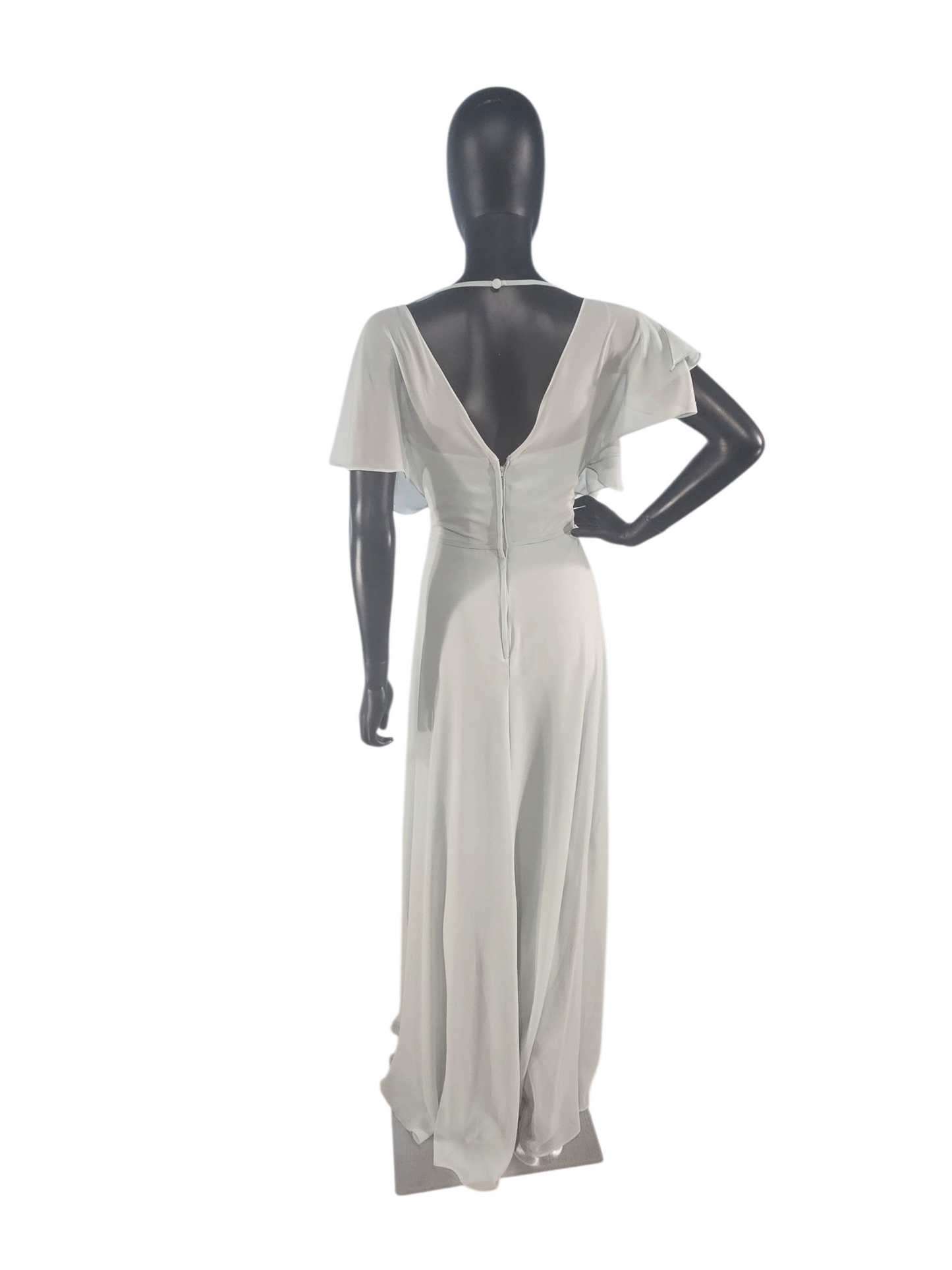 Seaglass Chiffon Flutter Sleeve A-Line Maxi Formal Dress - Mori Lee