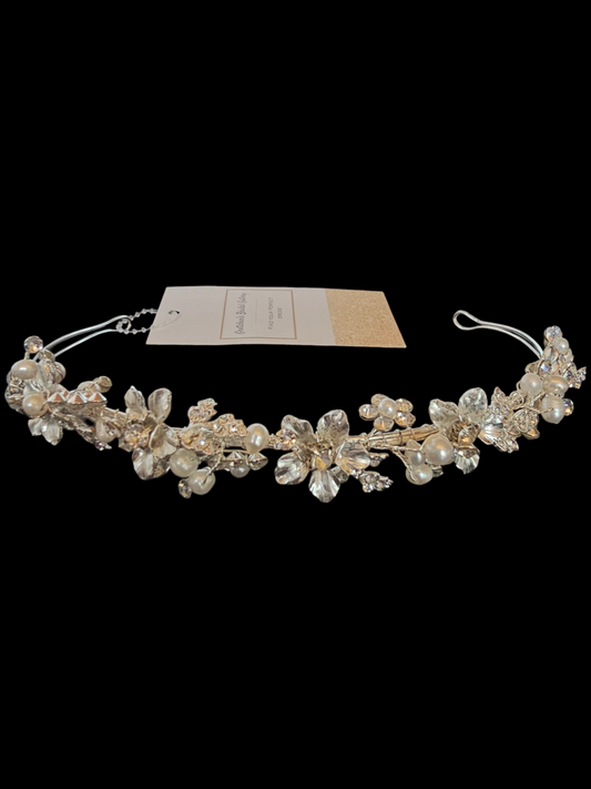 Silver Floral/Freshwater Pearl Tiara