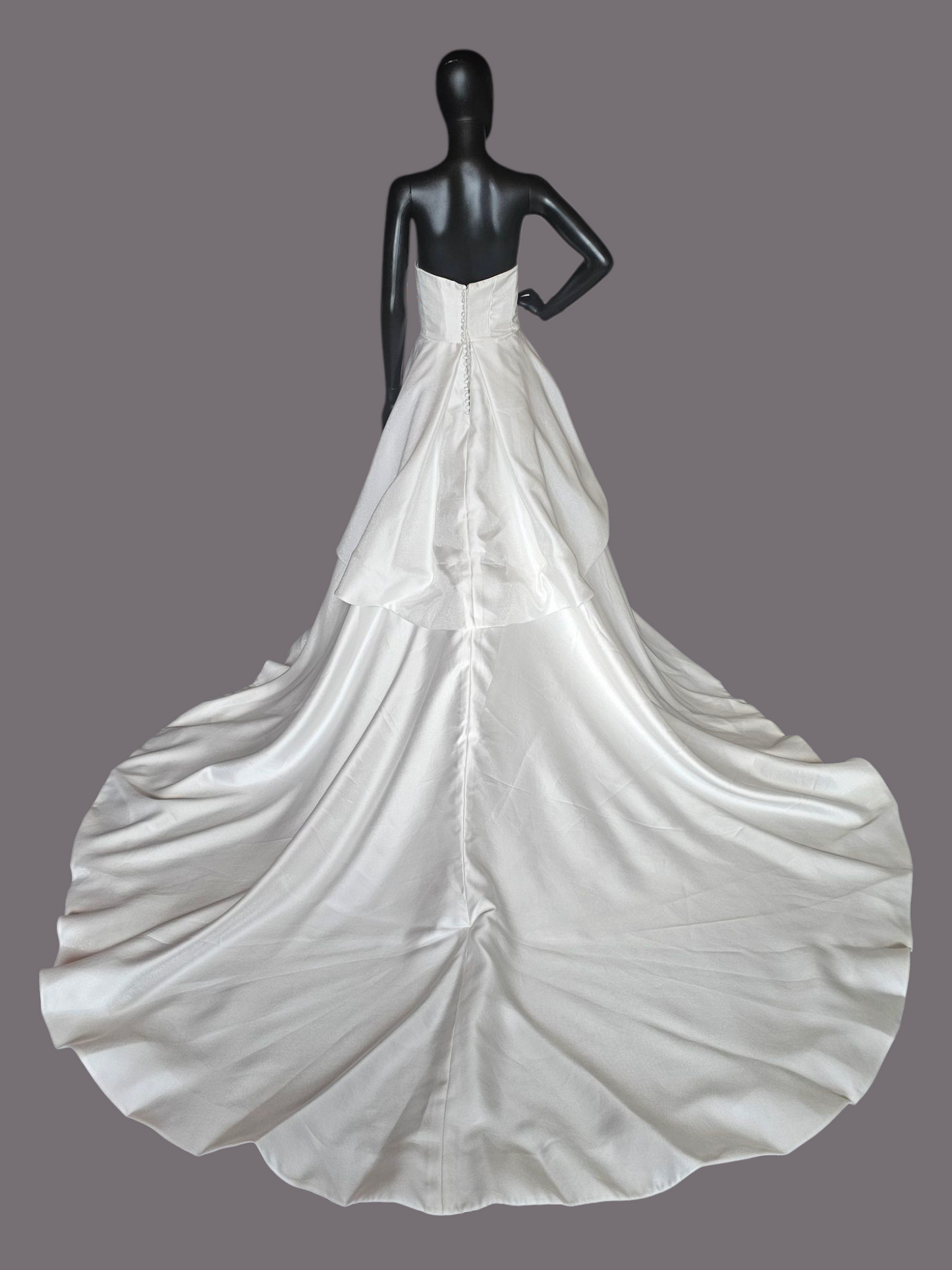 Strapless Contoured Bodice Diamantina Satin Wedding Gown - Morilee
