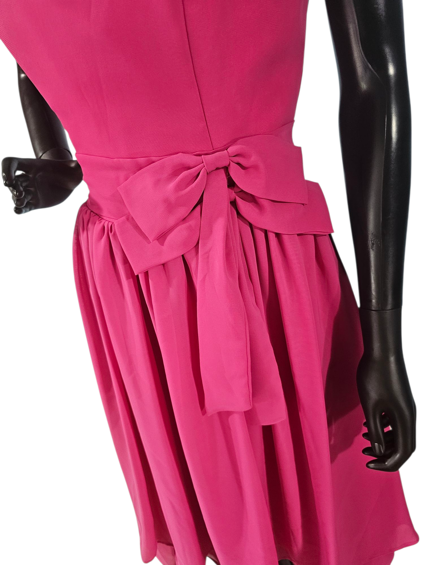 Hot Pink Cap Sleeve Full Skirt Cocktail Dress