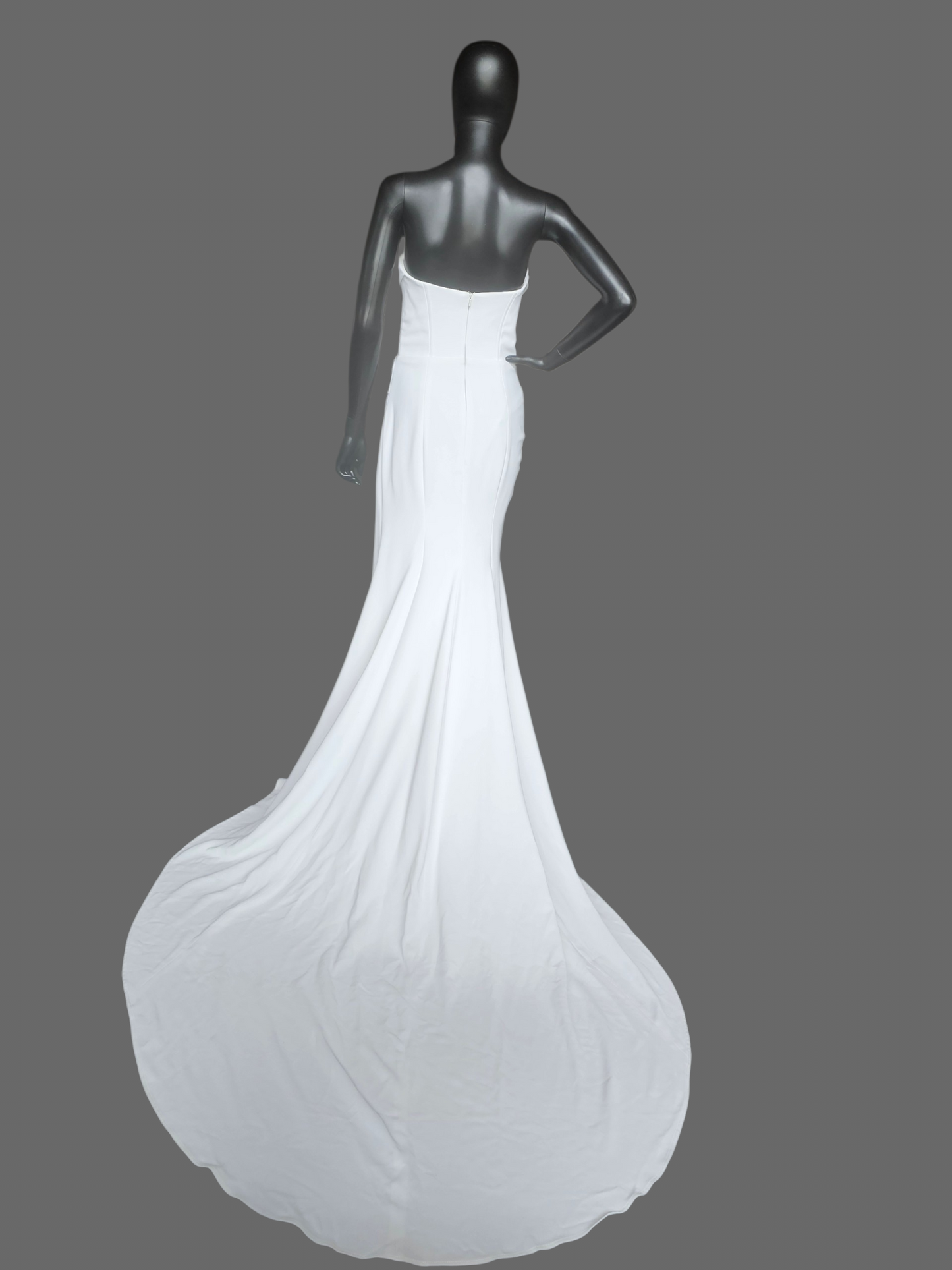Minimalist Crepe Fit/Flare Cat Eye Side Ruched Wedding Gown - Alyssa Kristen