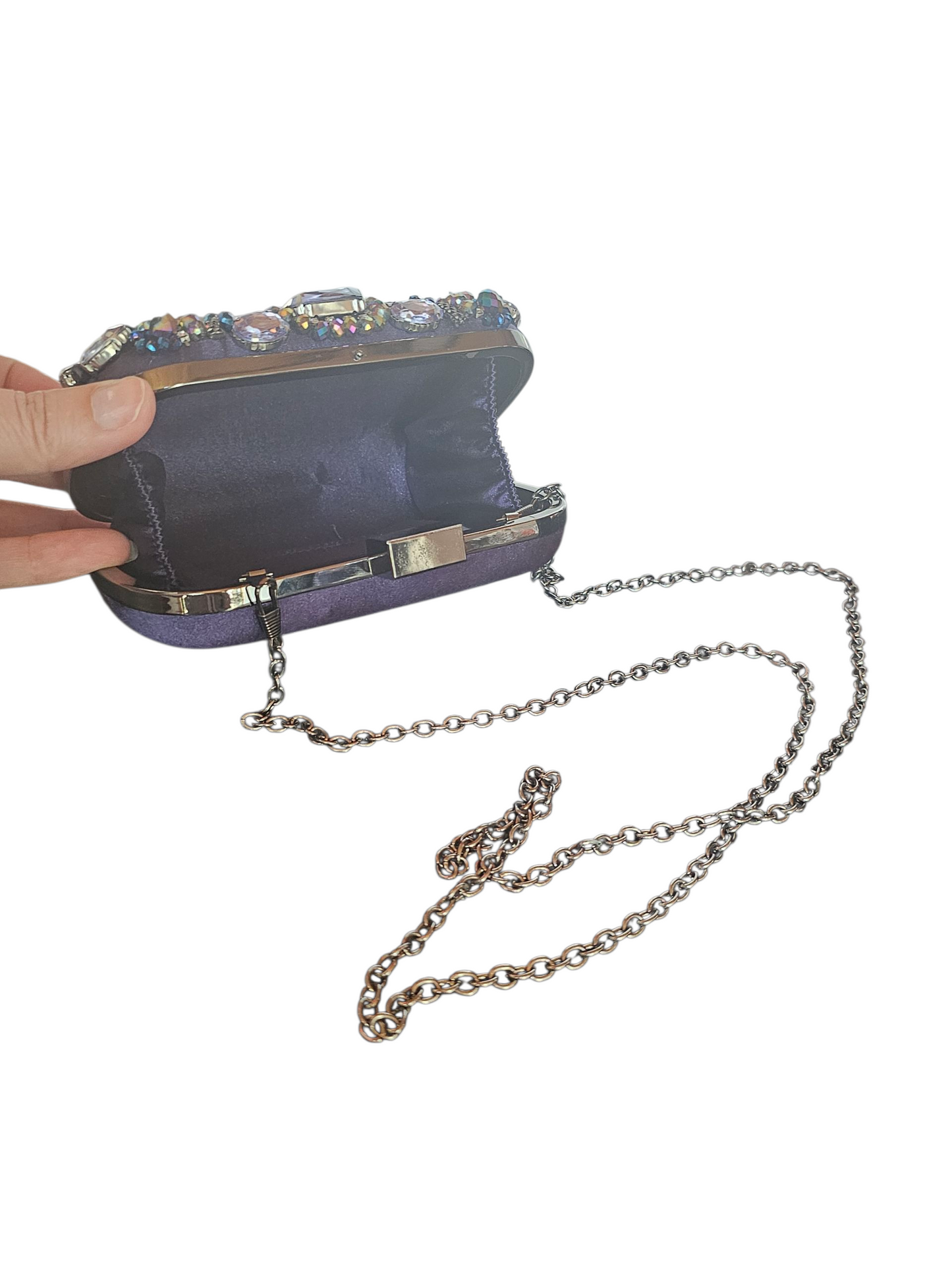 Purple Iridescent Crystal/Beaded Clutch