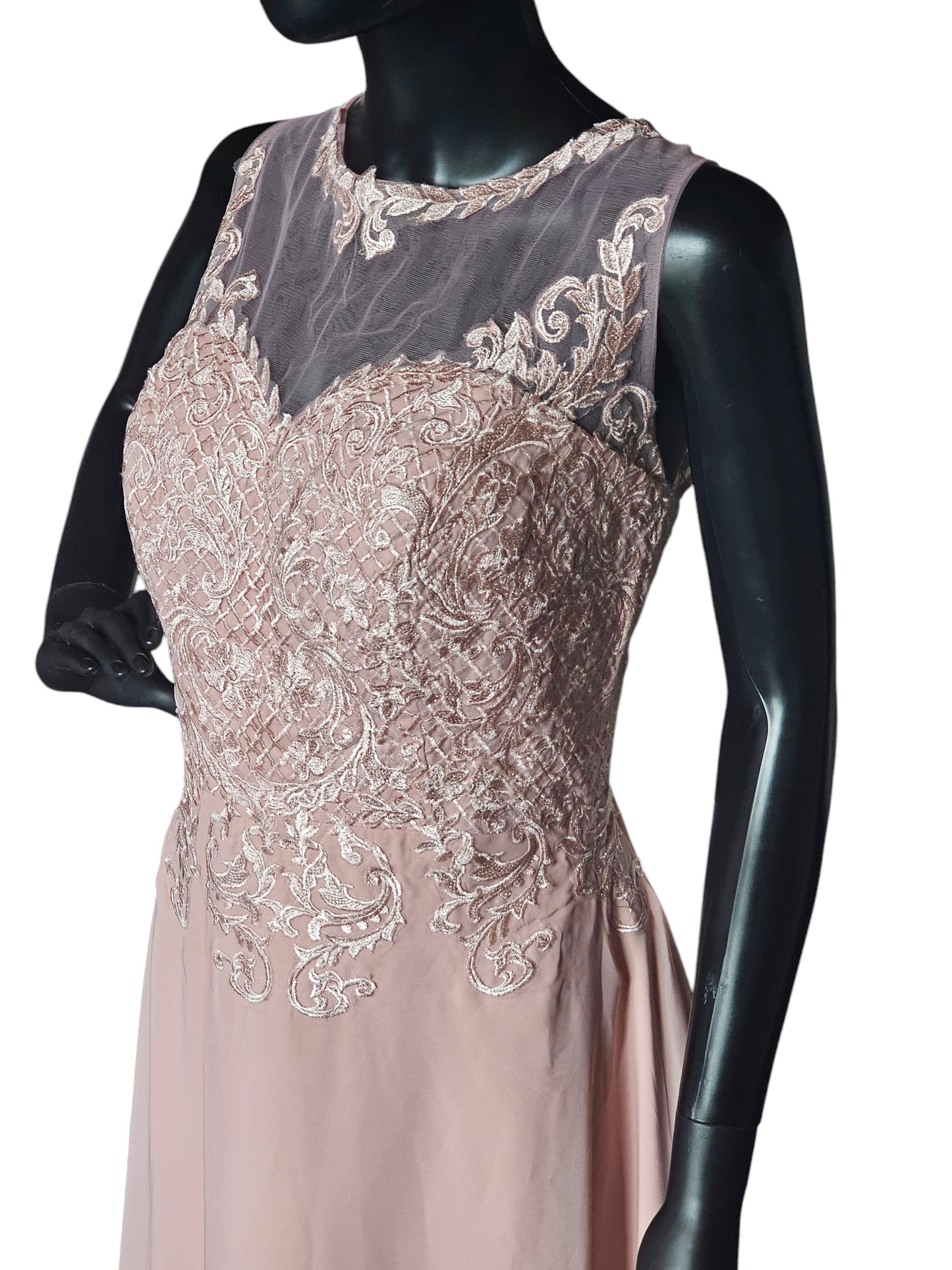 Soft Rose Illusion Bodice Embroidered - NWT