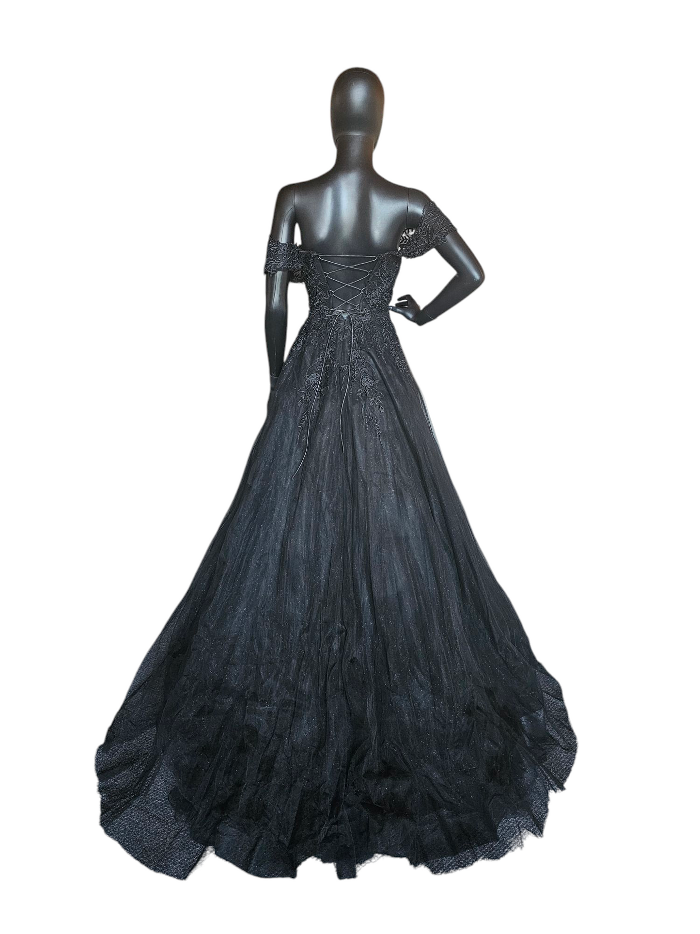 Black Off Shoulder Sparkle Wedding Gown - Nox NWT