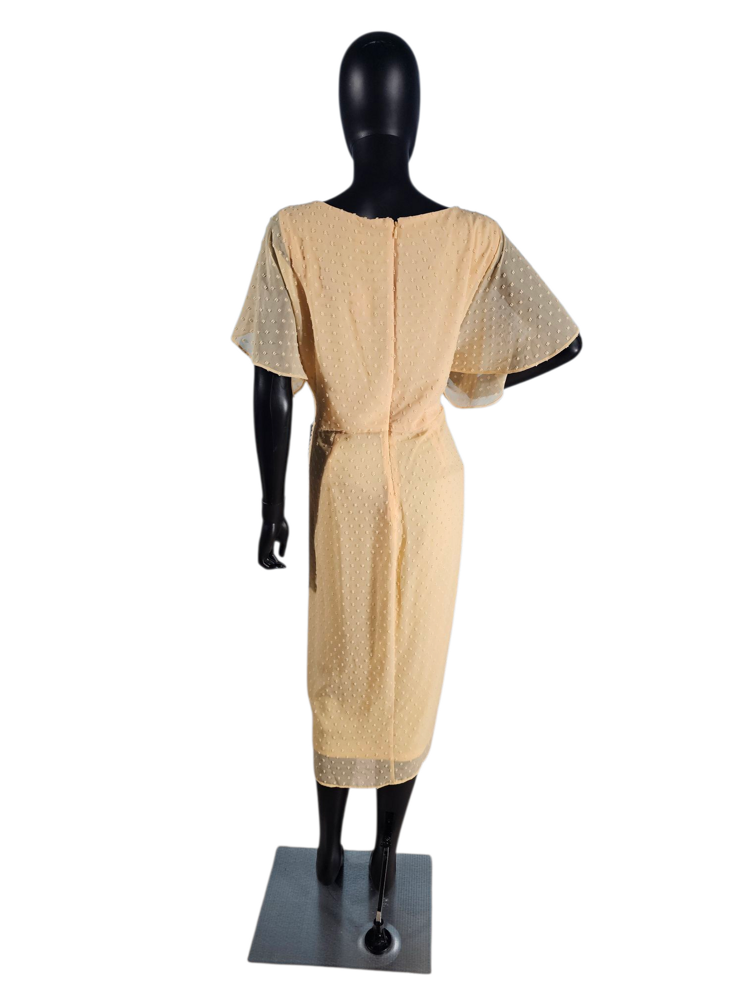 Apricot Sherbet Swiss Dot Flutter Sleeve Mid-length Dress - NWT - Liz Claibourne