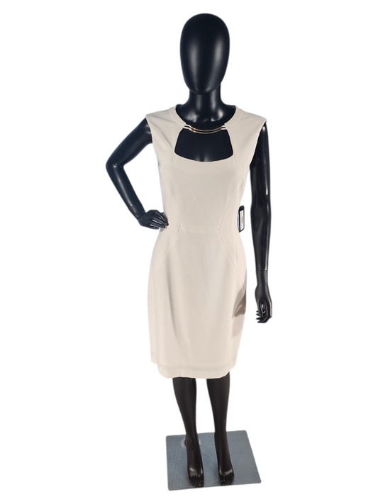 BCBG Cream/Gold Necklace Sheath Dress