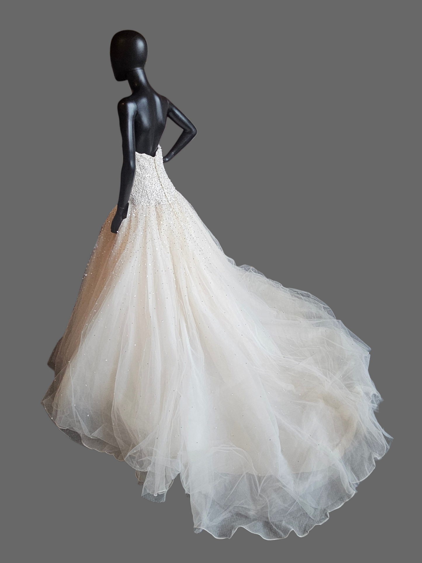 Ivory Strapless Sweatheart Beaded Drop Waist Ballgown - Mori Lee