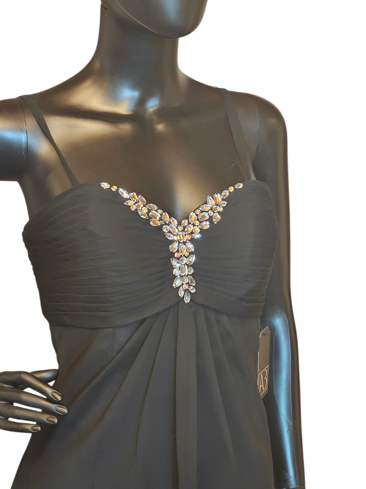 Black Chiffon Spaghetti Strap Party/Cocktail Dress - Da Vinci