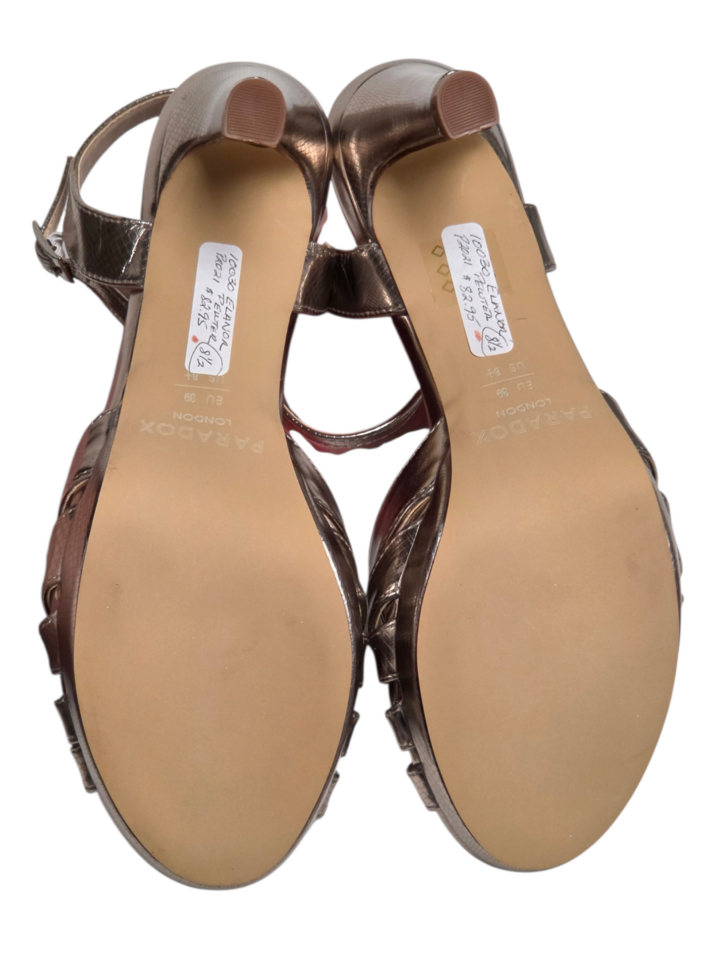Rose Gold Aligator Print Strappy Platform Sandal - Paradox London