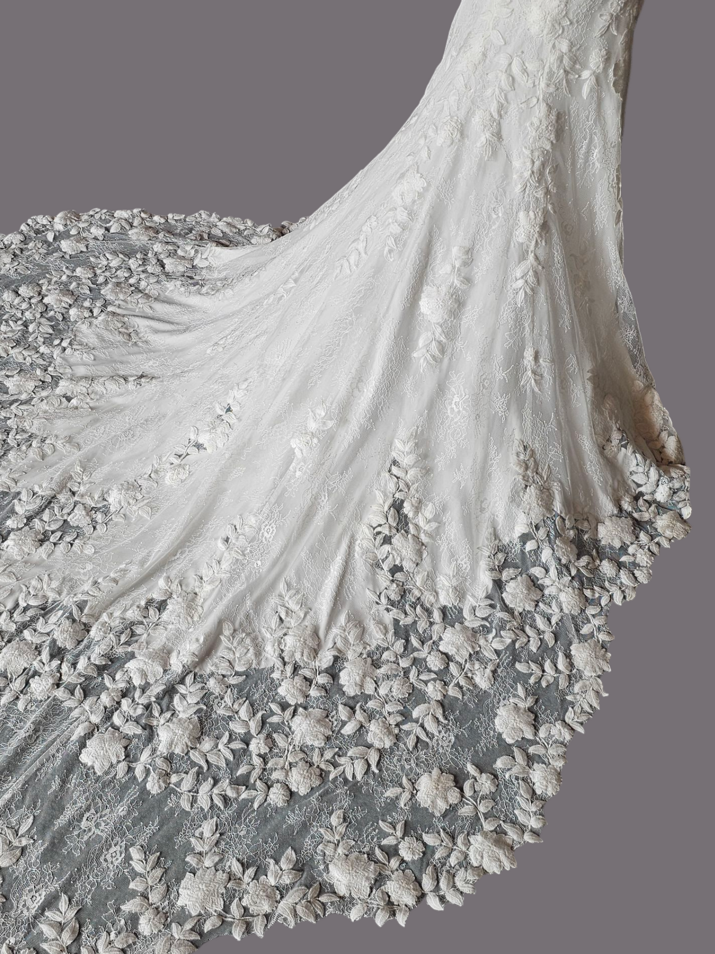 Ivory Lace Illusion Plunge Fitted - Brooklyn Grace