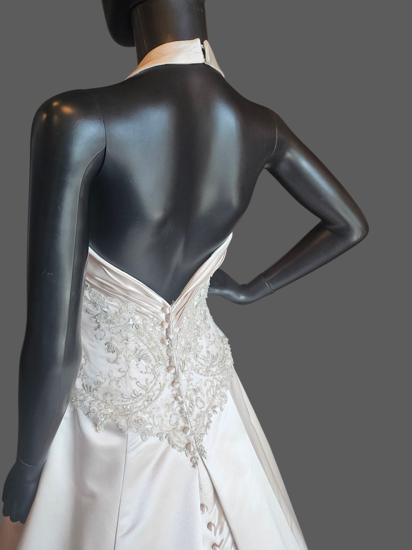 Pearl Satin Halter Wedding Gown - Allure Bridal
