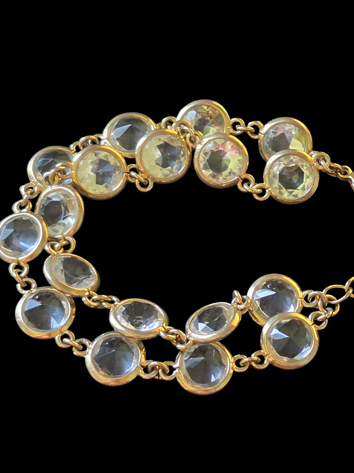 Gold/Crystal Double Strand Clasp Bracelet