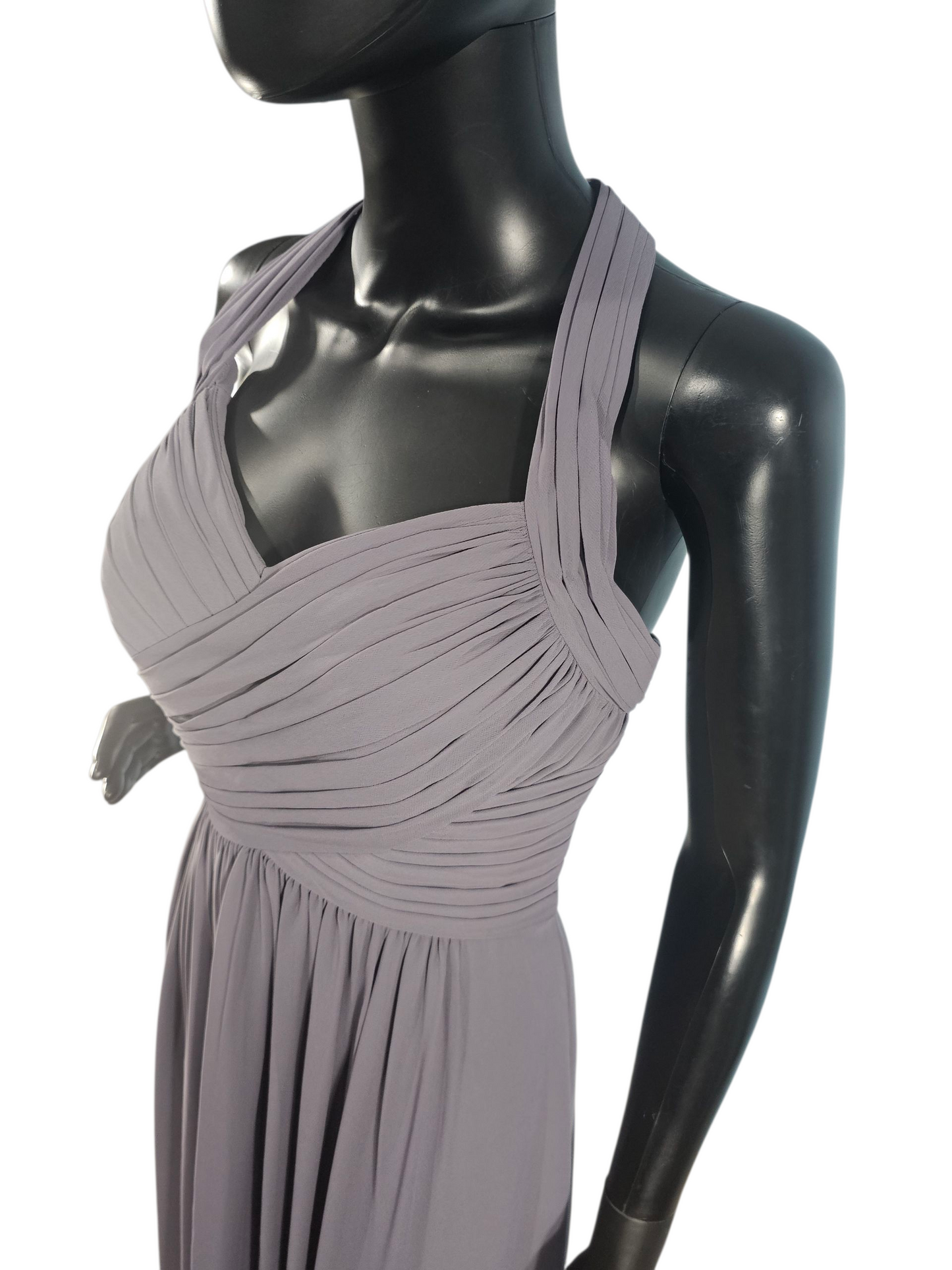 Pewter Chiffon Halter Formal Dress NWOT - Bill Levkoff