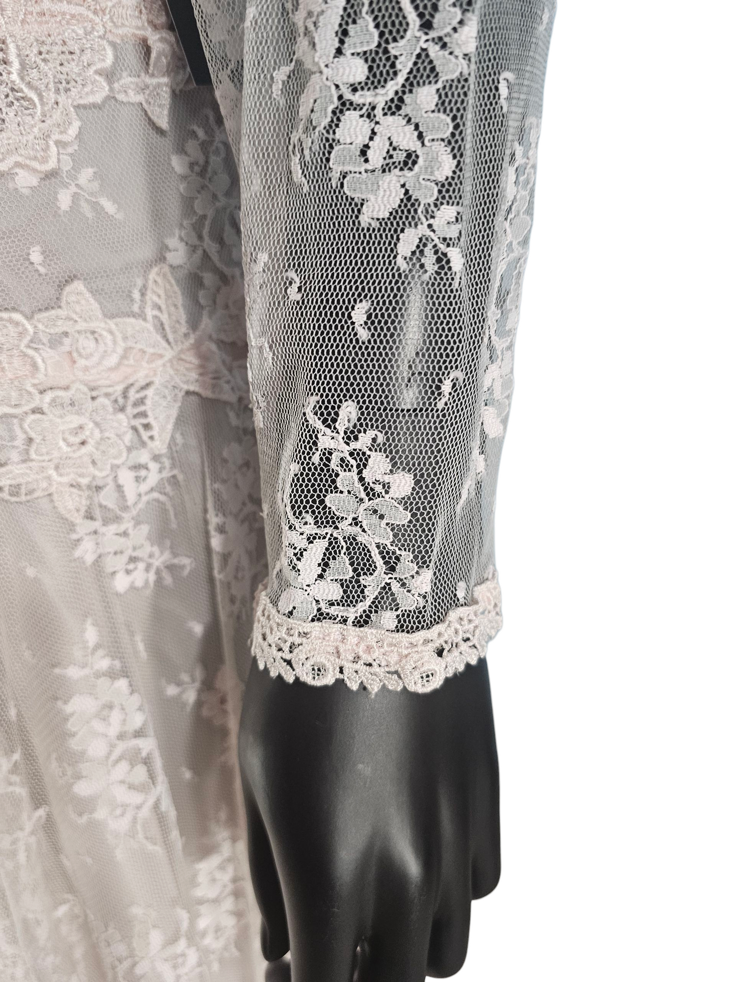 Vintage Pink Lace Drop Waist Formal Dress