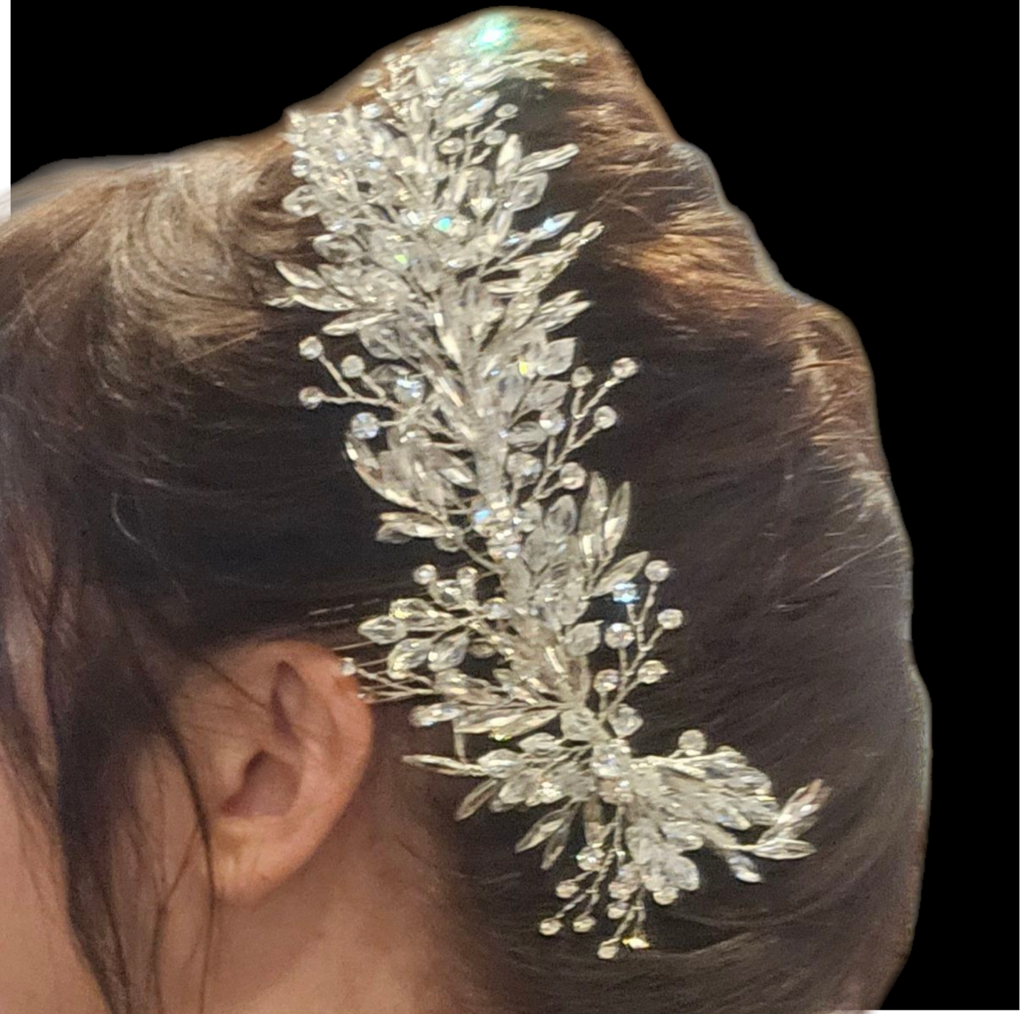 Silver/Crystal Woven Large Hairpiece