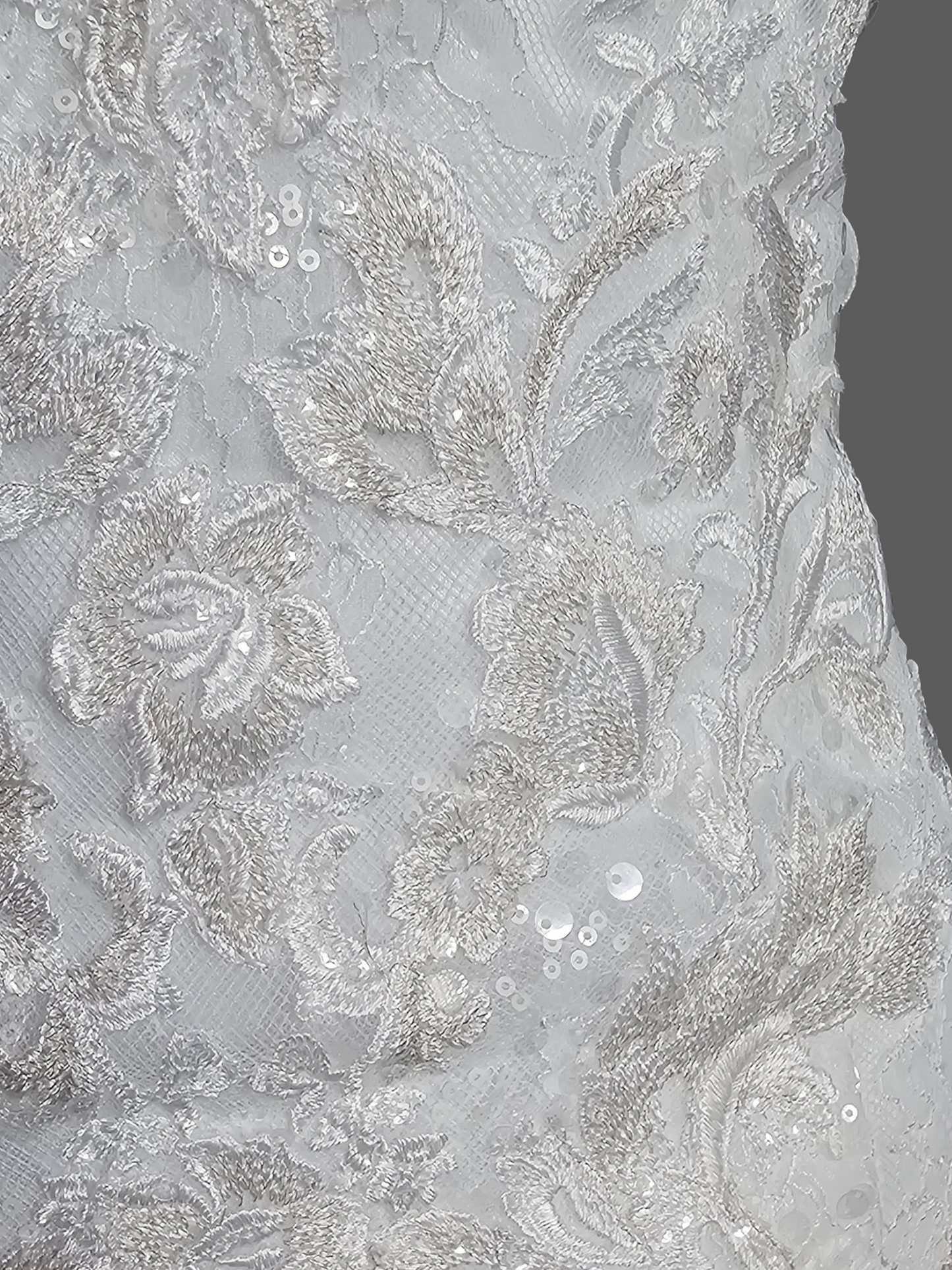 White Lace Metallic Embroidered Fit/Flare Wedding Gown - Mori Lee