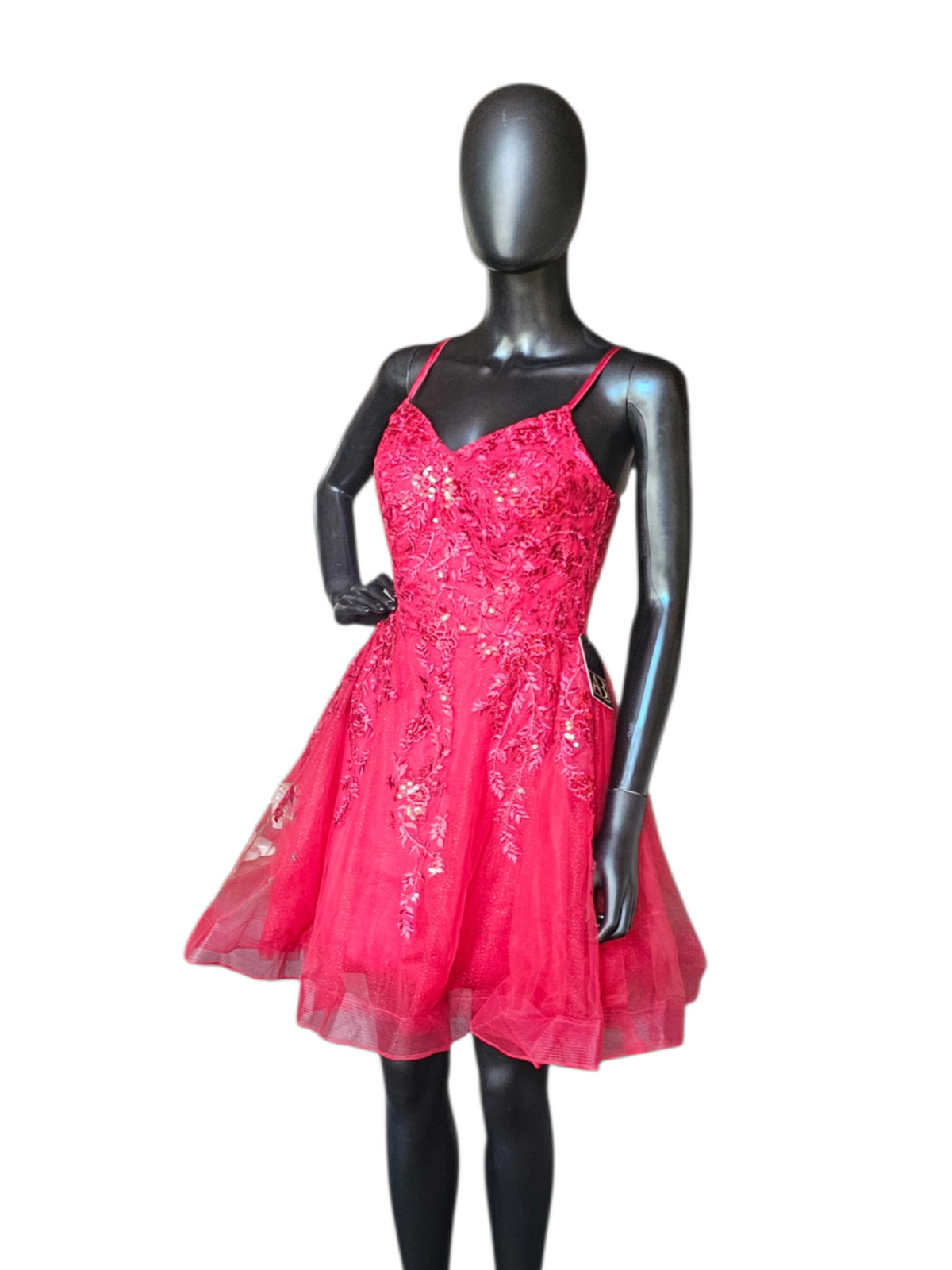 Red Lace Sequin Babydoll Corset Homecoming Dress