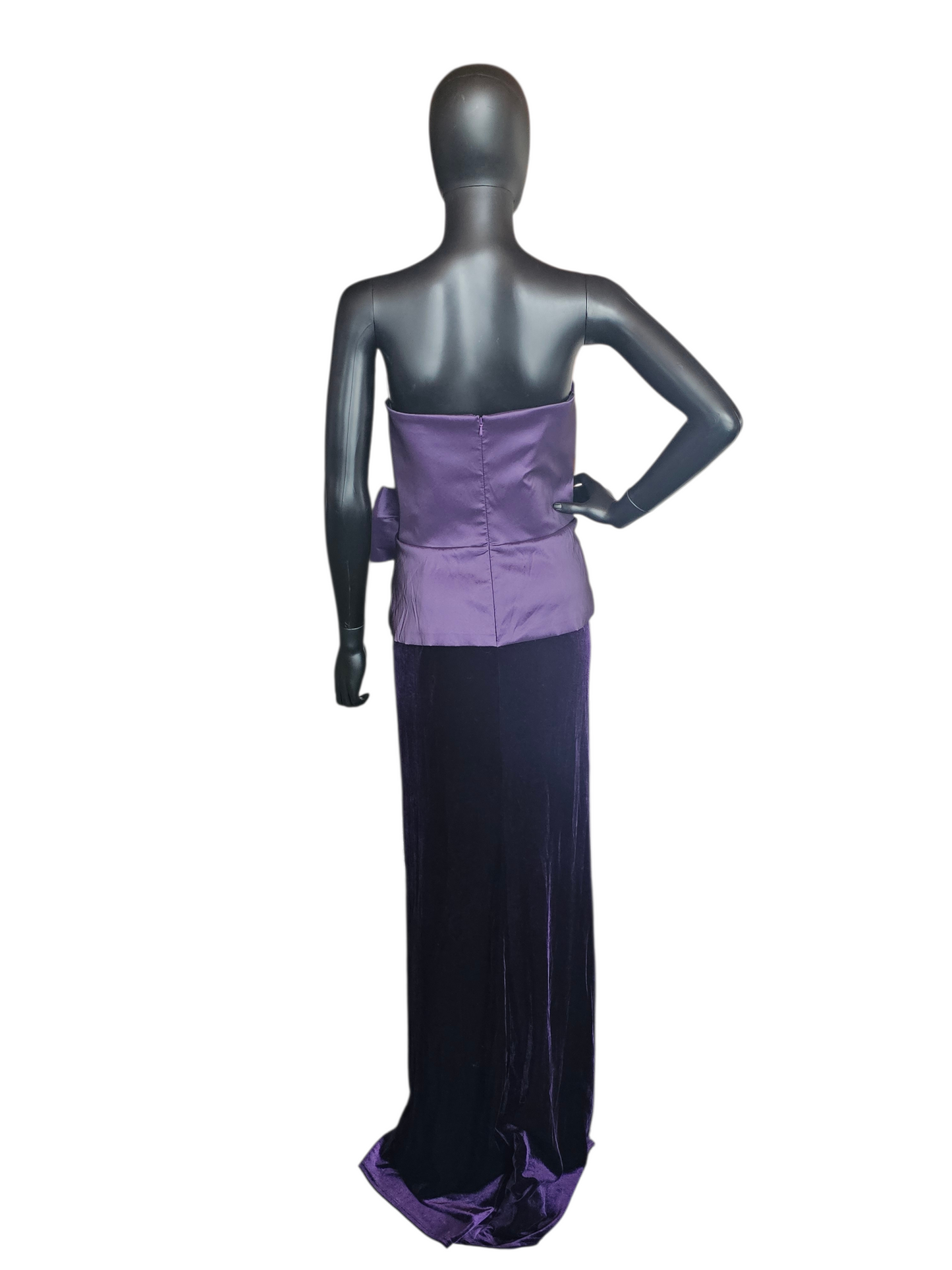 Plum Strapless Sweetheart Velvet/Taffeta Formal Dress NWT - Tadashi Shoji