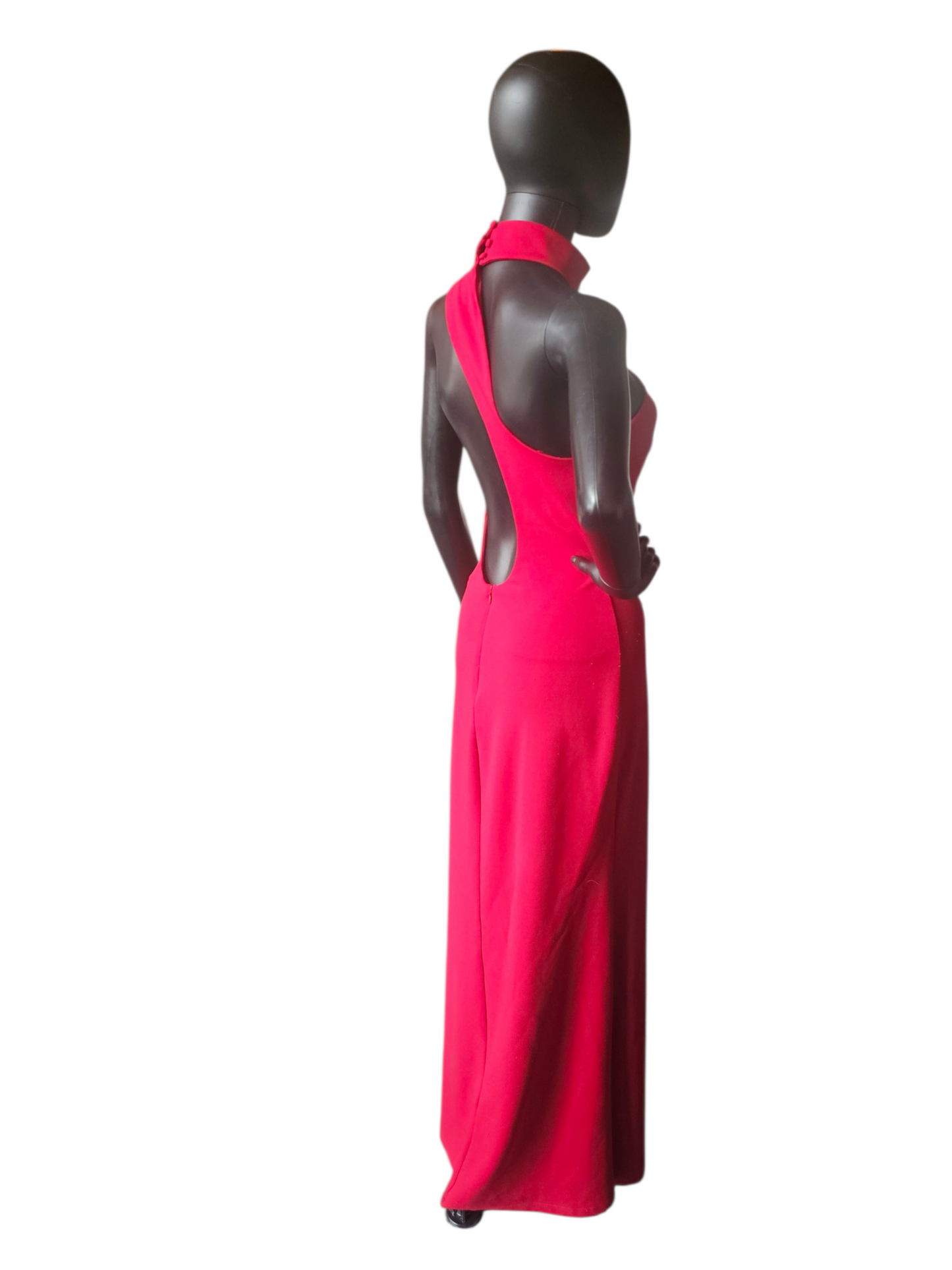 Red Stretch One Shoulder Open Back Fit/Flare Maxi Dress - Lulus