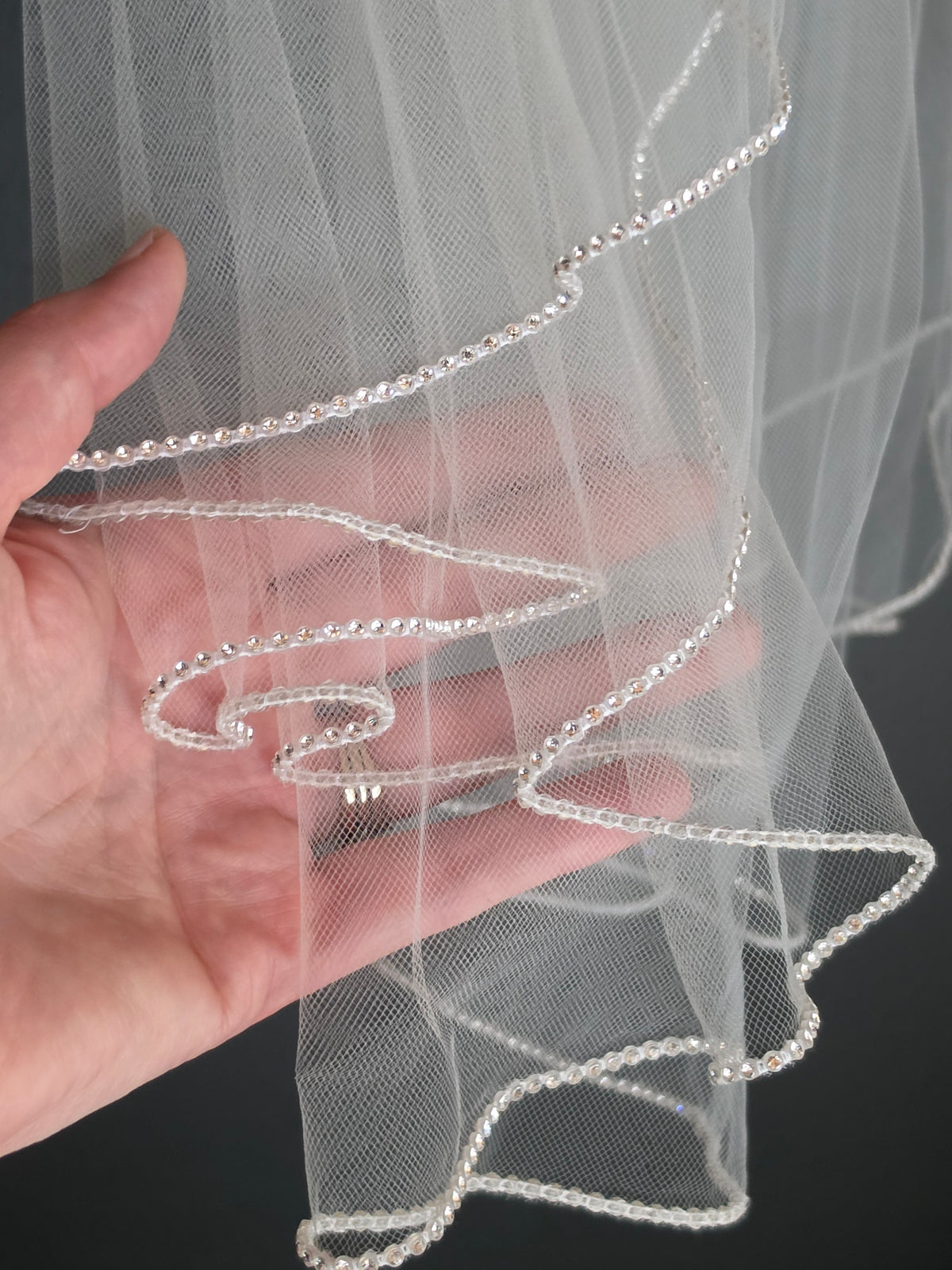 Full Ivory Double Layer Rhinestone Edge Veil