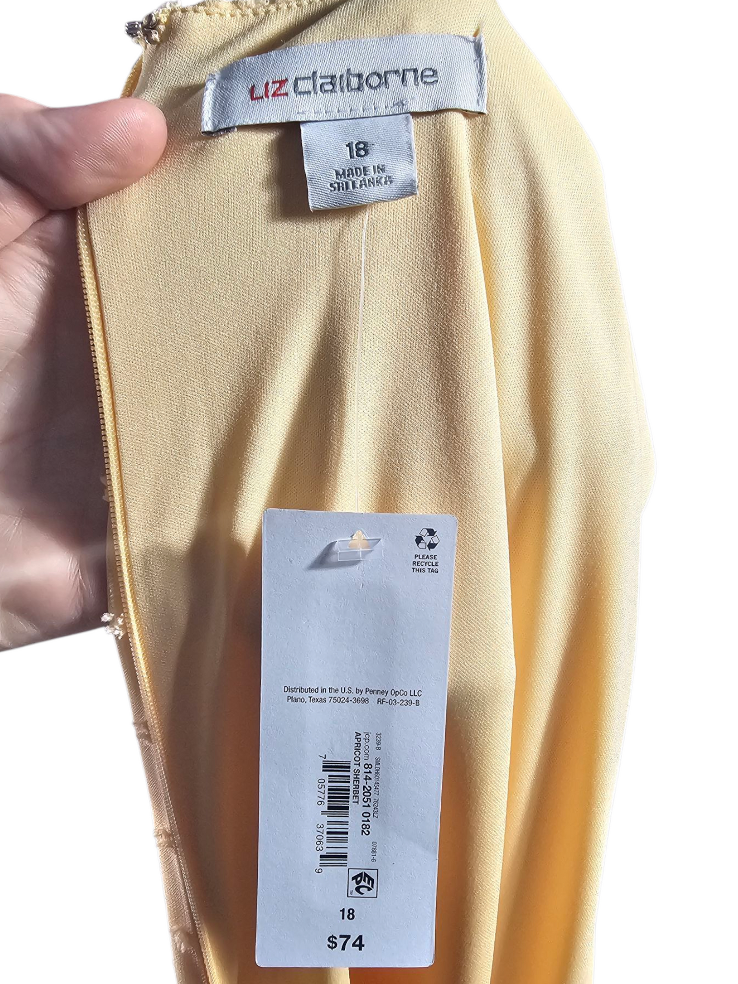 Apricot Sherbet Swiss Dot Flutter Sleeve Mid-length Dress - NWT - Liz Claibourne
