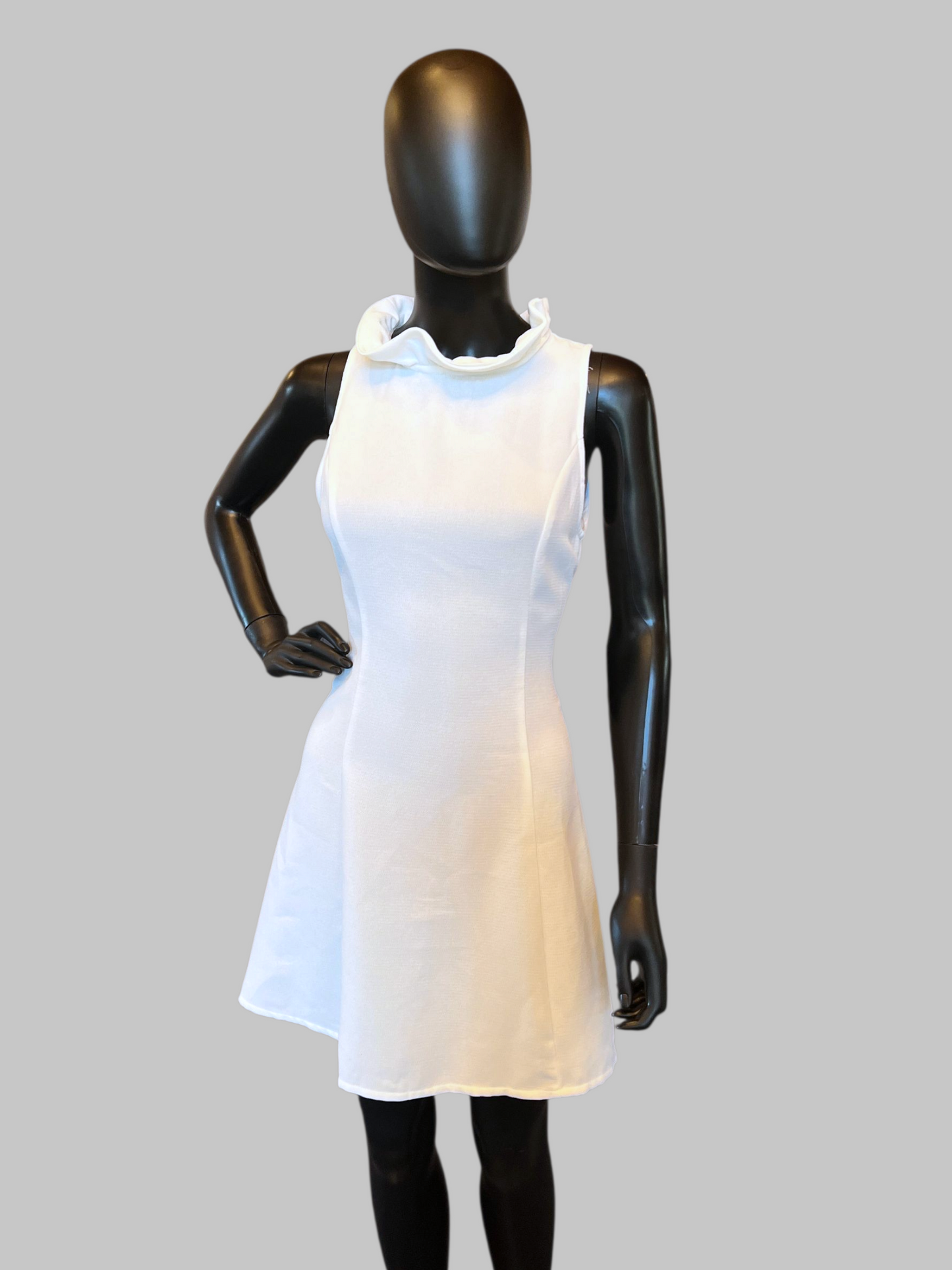 High Ruffle Neck Mid-Length Sheath Ivory Dress / Party Dress / Courthouse Wedding - NWT DO+BE