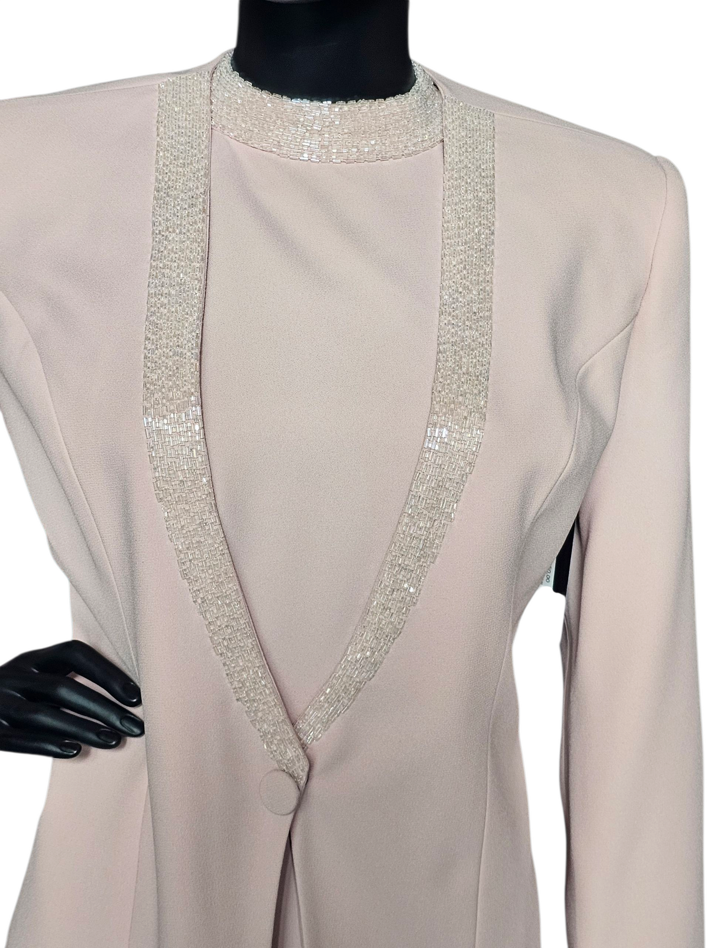 Soft Pink High Neck Sheath Formal Maxi Gown W/Jacket - Malas New York