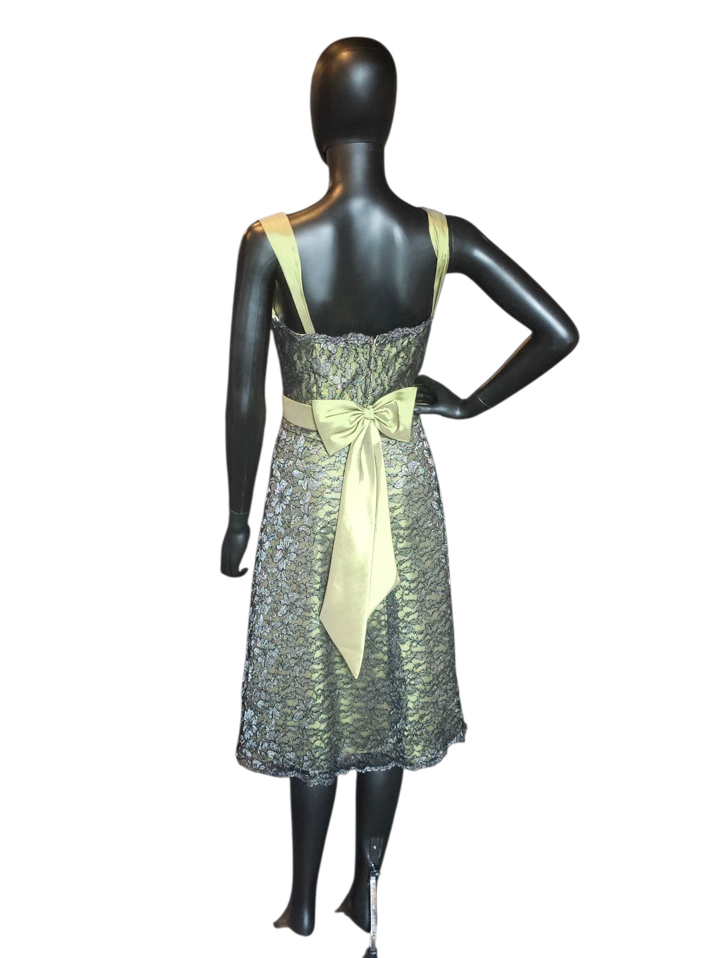 Apple Green/Black Lace A-Line Cocktail Dress - Alexia