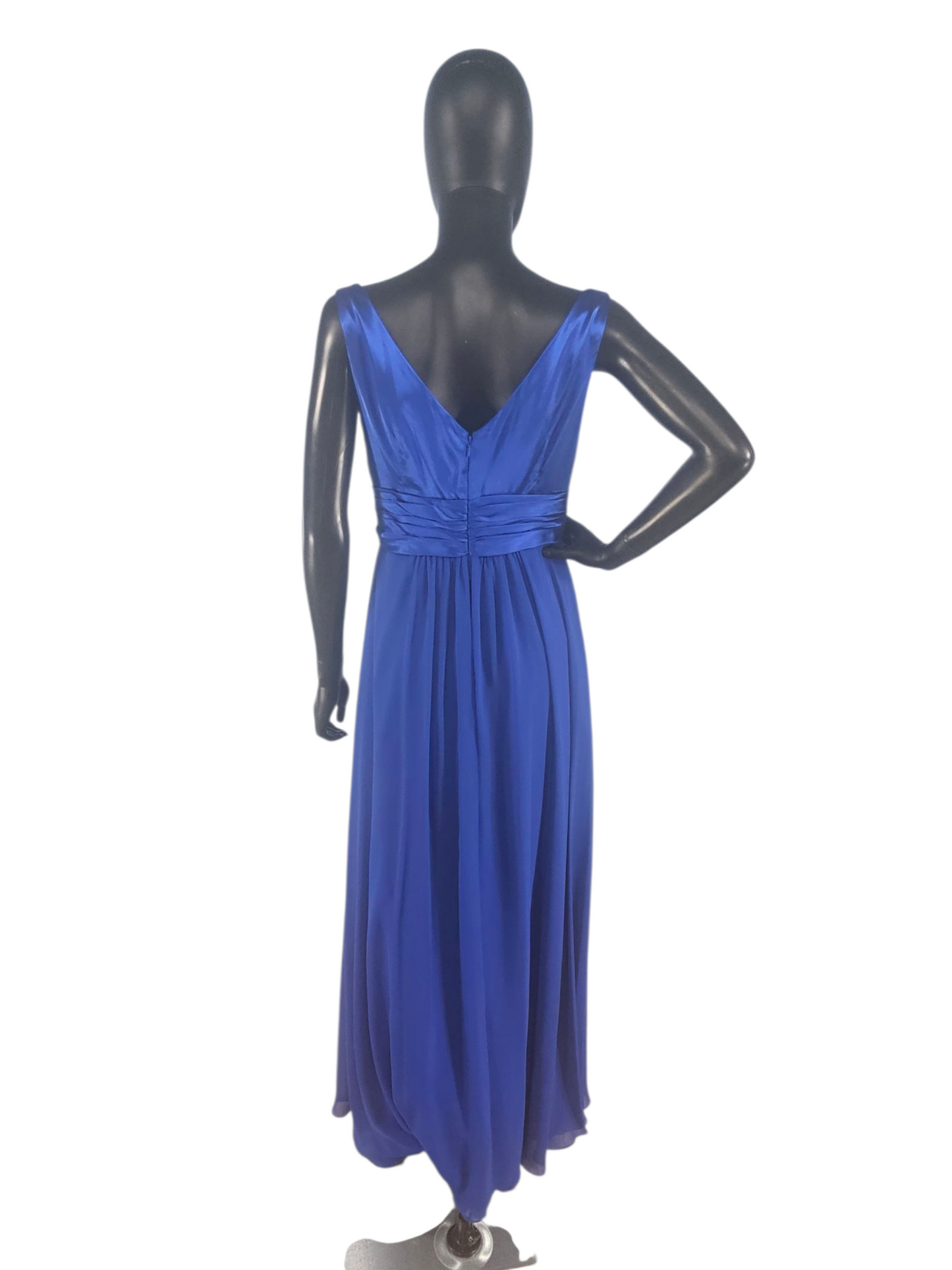 Royal Blue Chiffon V-Neck Maxi Formal Dress - Bill Levkoff