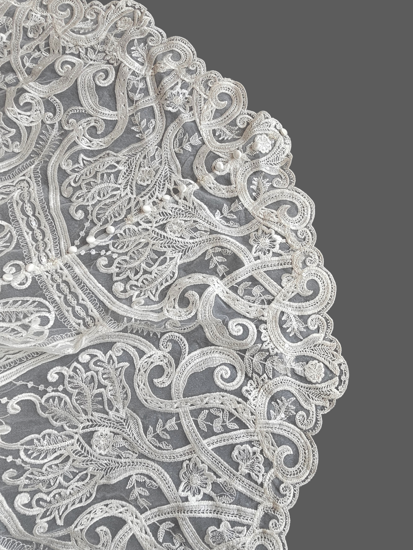 White Plunge V-Neck Lace Fit/Flare Wedding Gown - Hadley Bloom