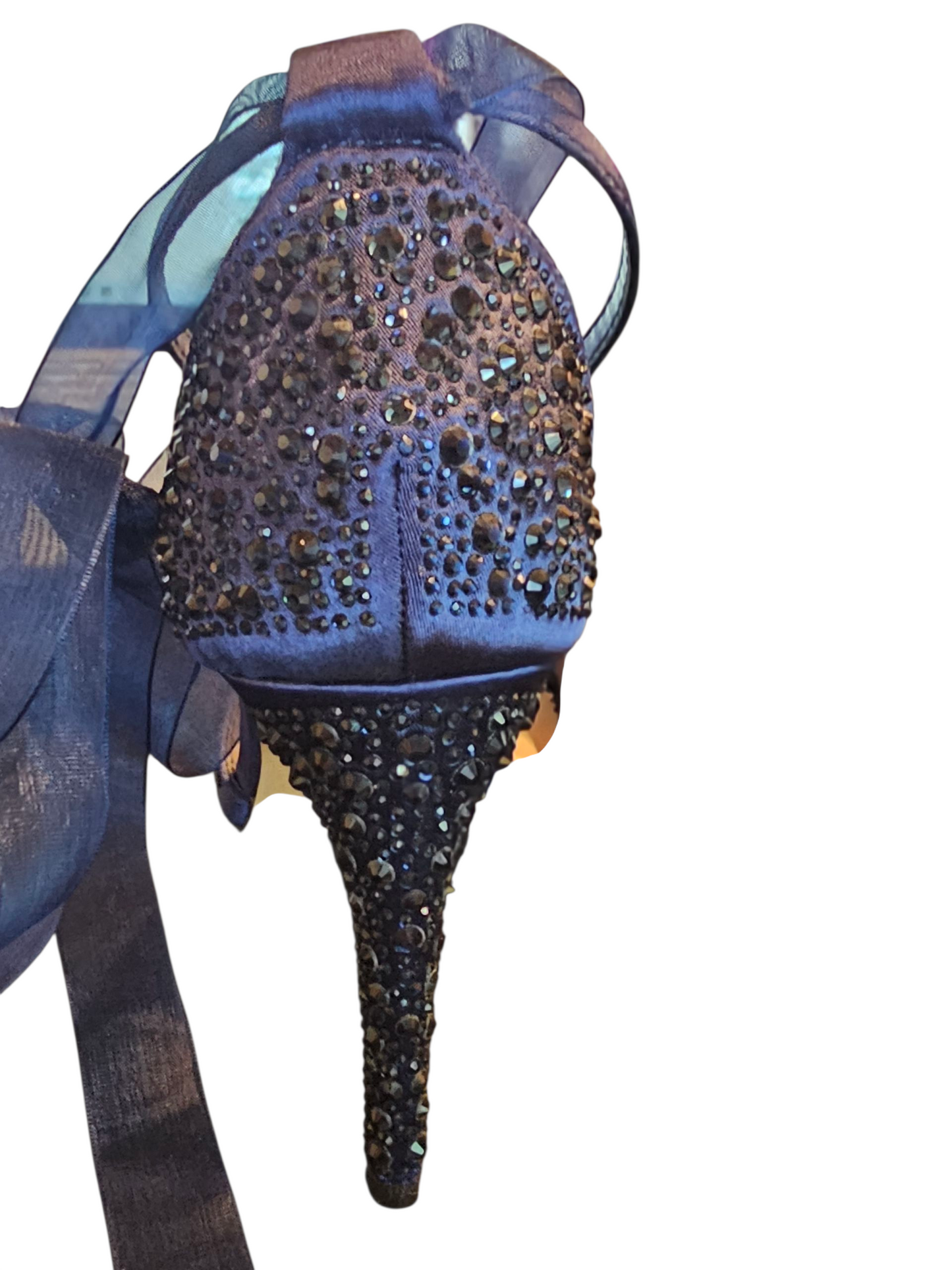 Navy Crystal Spike Heel Sandal NEW