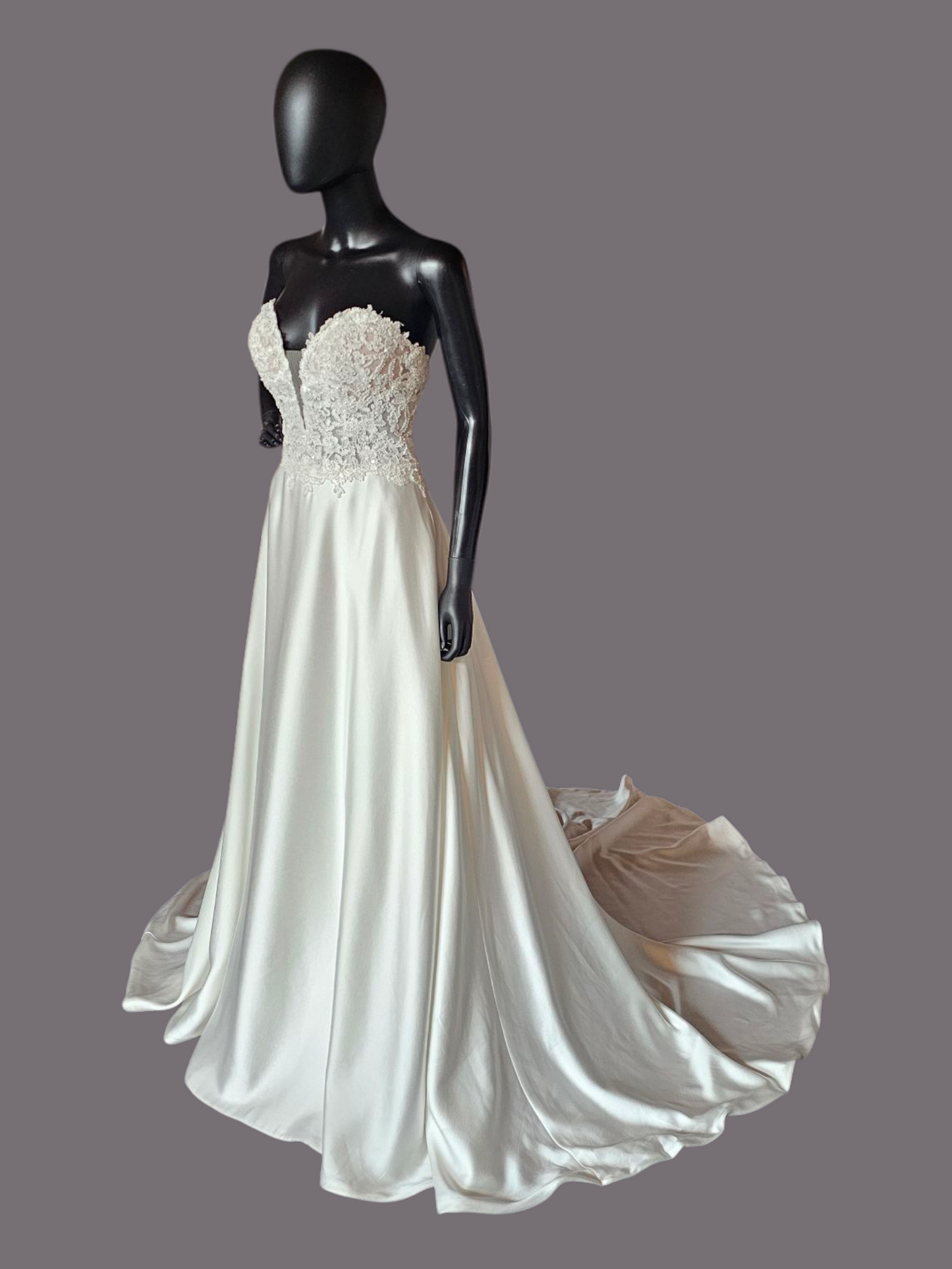 Sweetheart Beaded Satin Wedding Gown - Rebecca Ingram