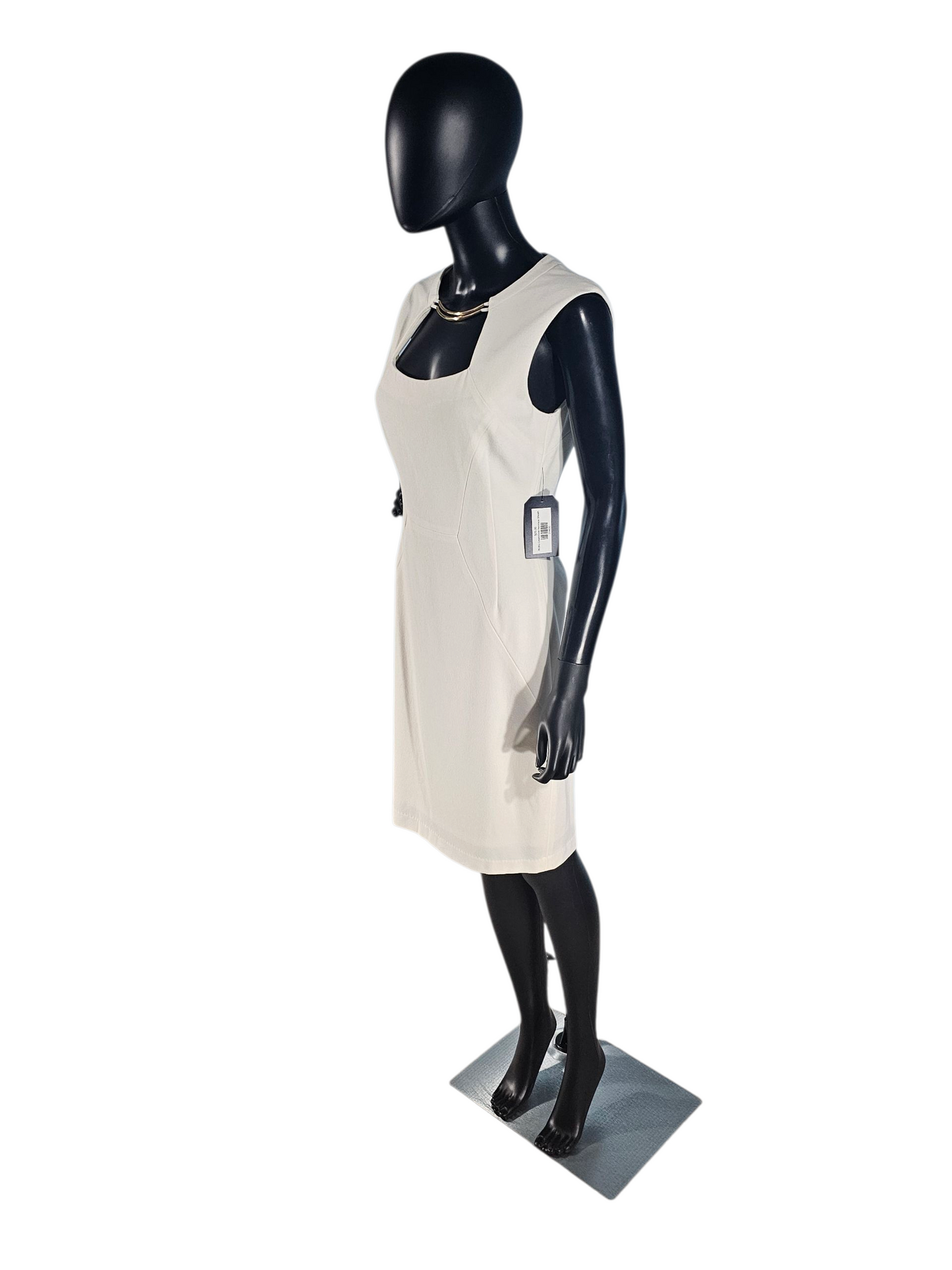 BCBG Cream/Gold Necklace Sheath Dress