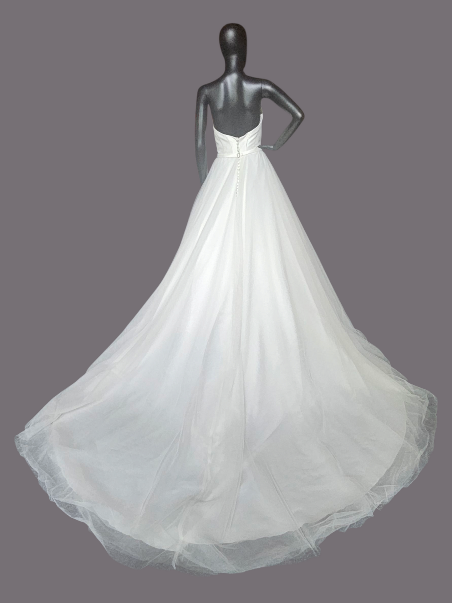 A-Line Fitted Bodice Cateye Plunge Wedding Gown - Amy & Eve