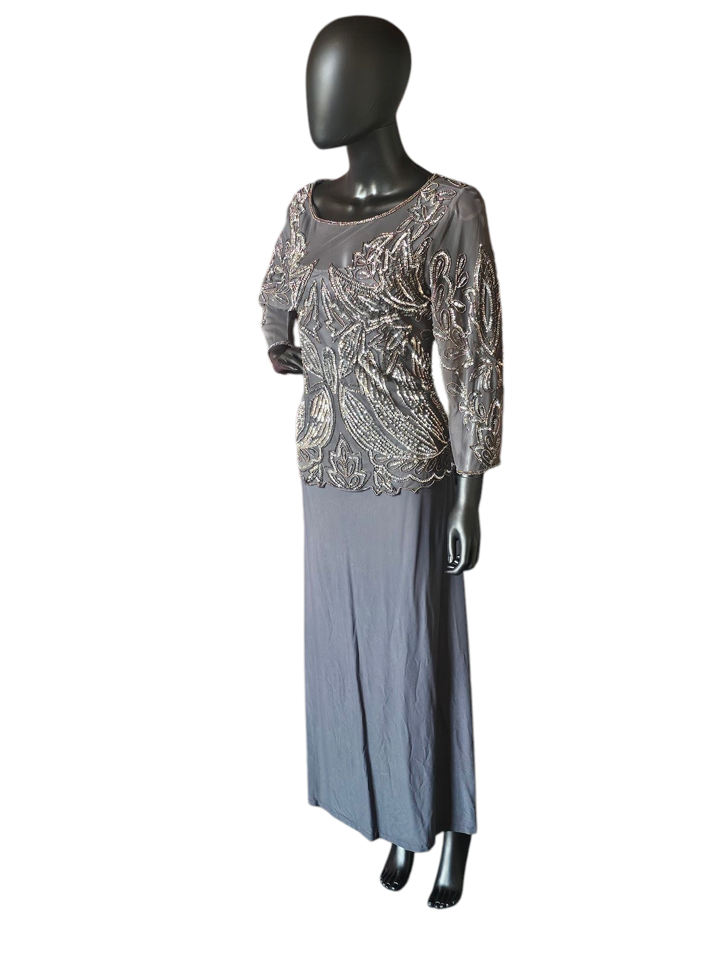 Grey Silver Sequin Illusion Formal - Pisarro Nights