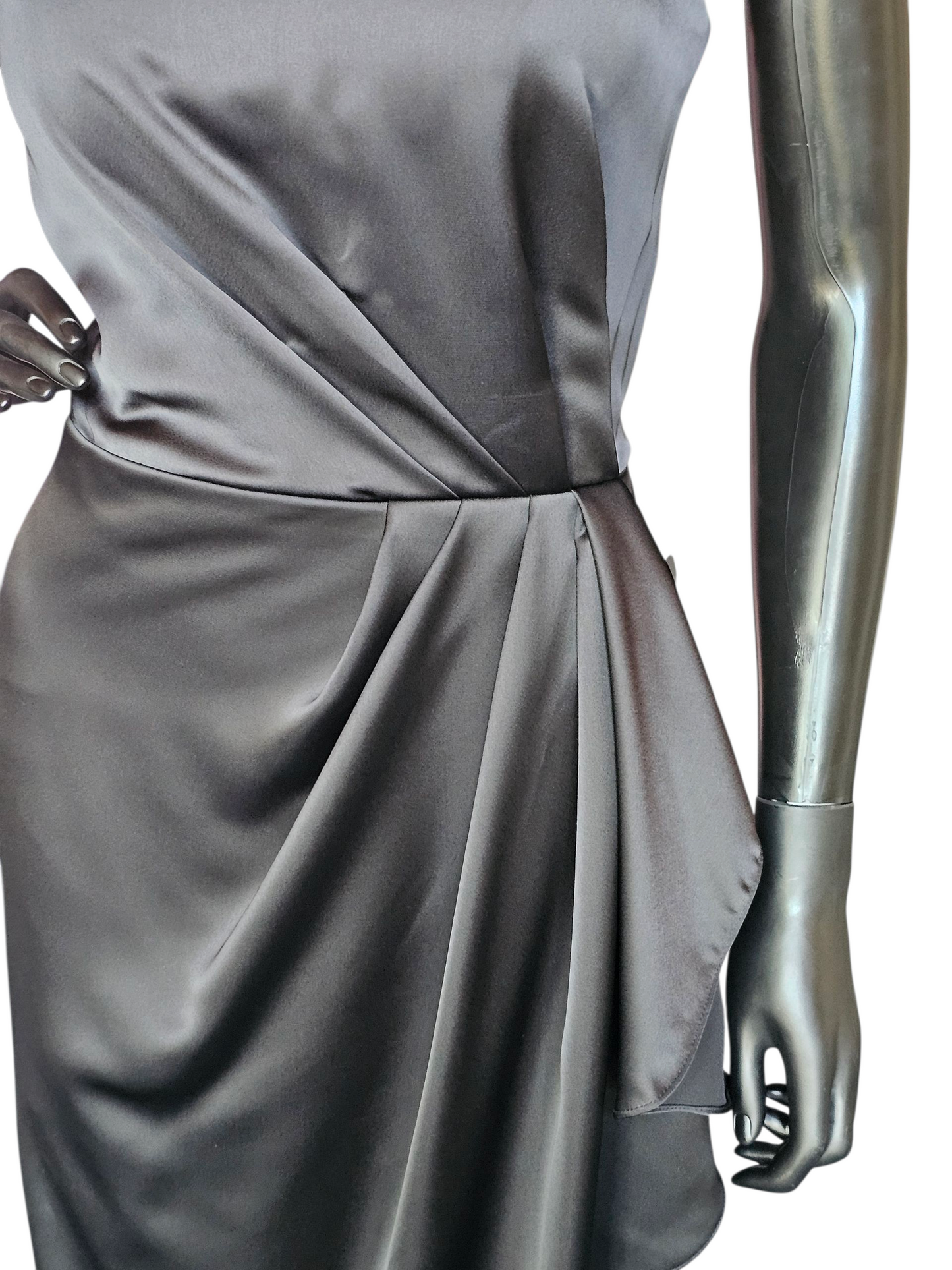 Black Silky Satin One Shoulder Formal/Bridesmaid/Morthers Maxi Dress - Mori Lee
