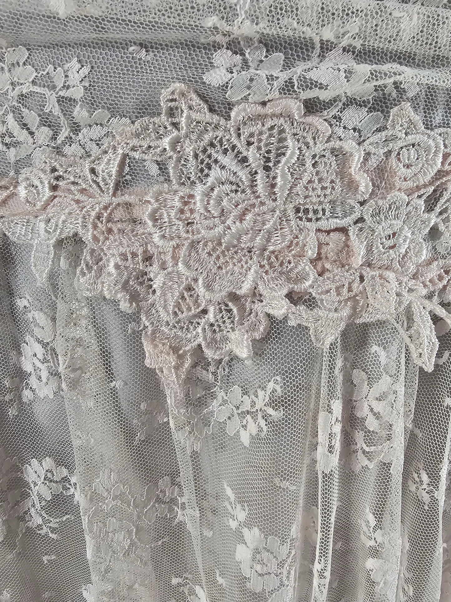 Vintage Pink Lace Drop Waist Formal Dress