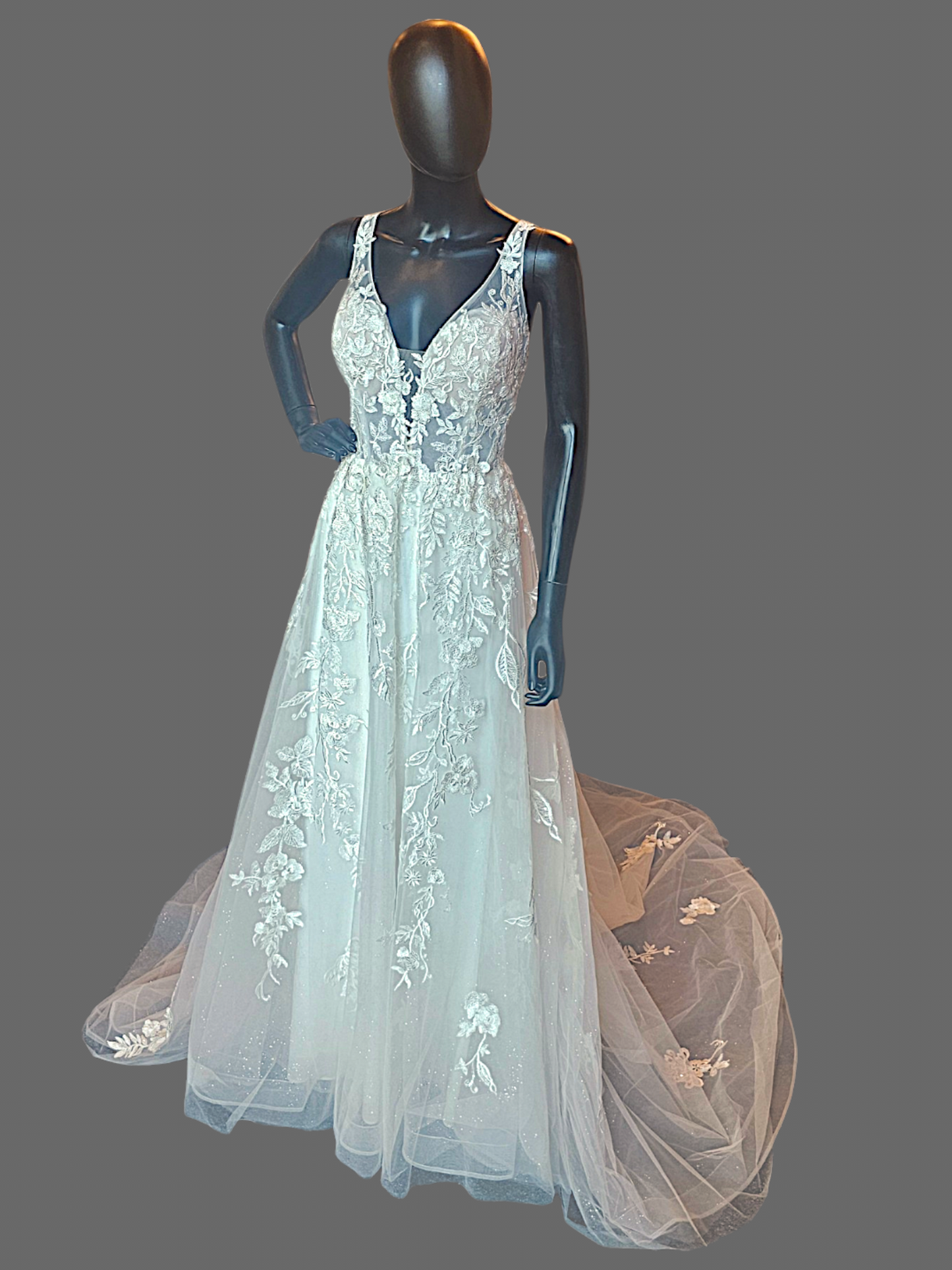 Ivory V-Neck Lace Fit/Flare - Rebecca Ingram