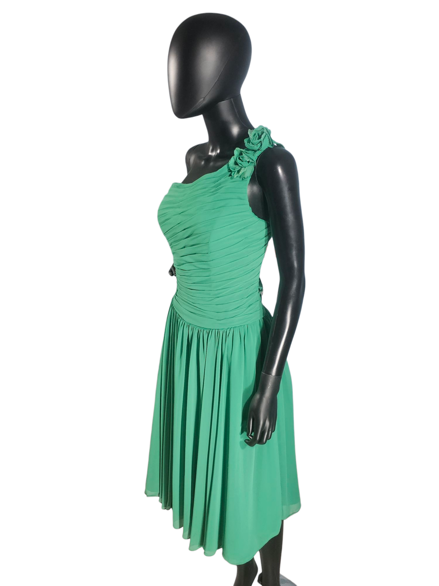 Shamrock One Shoulder Floral Chiffon Mid-Length Dress - Mori Lee