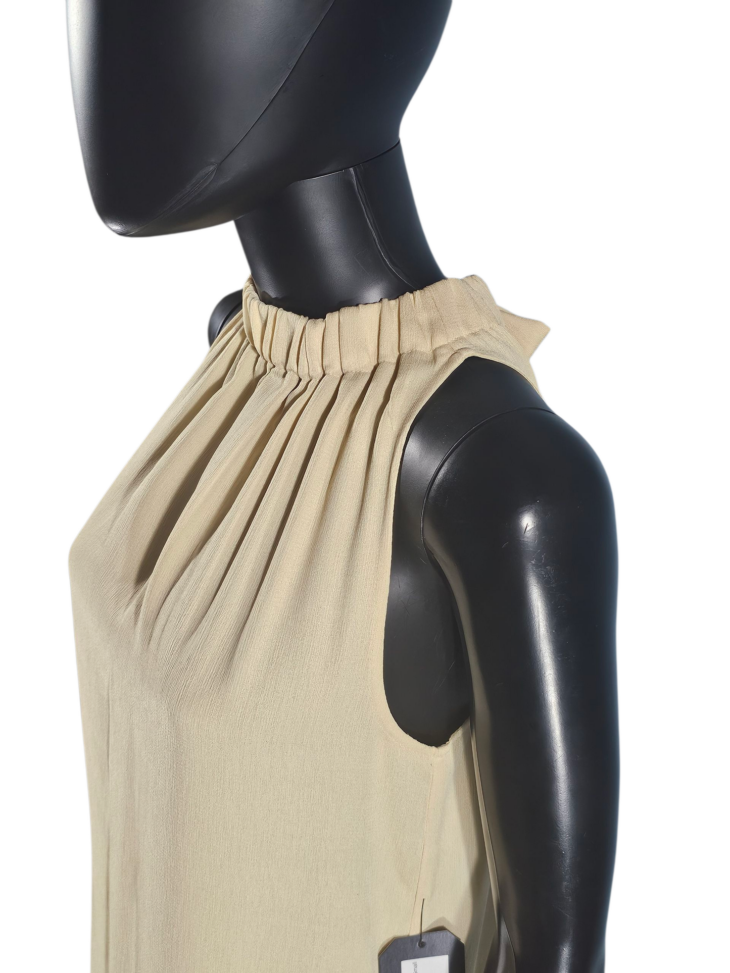 Daffodil Yellow Crepe Tie Neck Shift Short Dress - Prologue