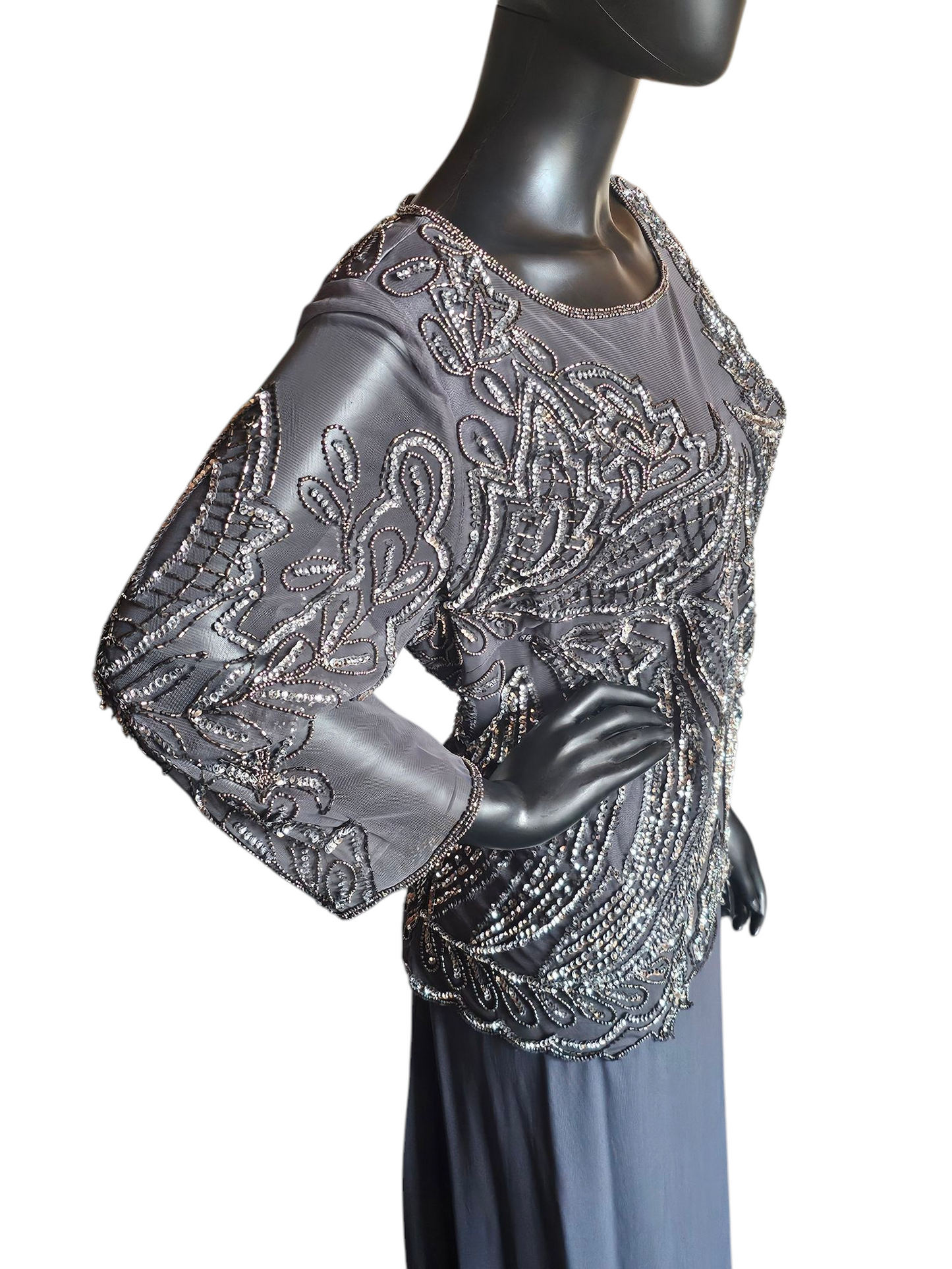 Grey Silver Sequin Illusion Formal - Pisarro Nights