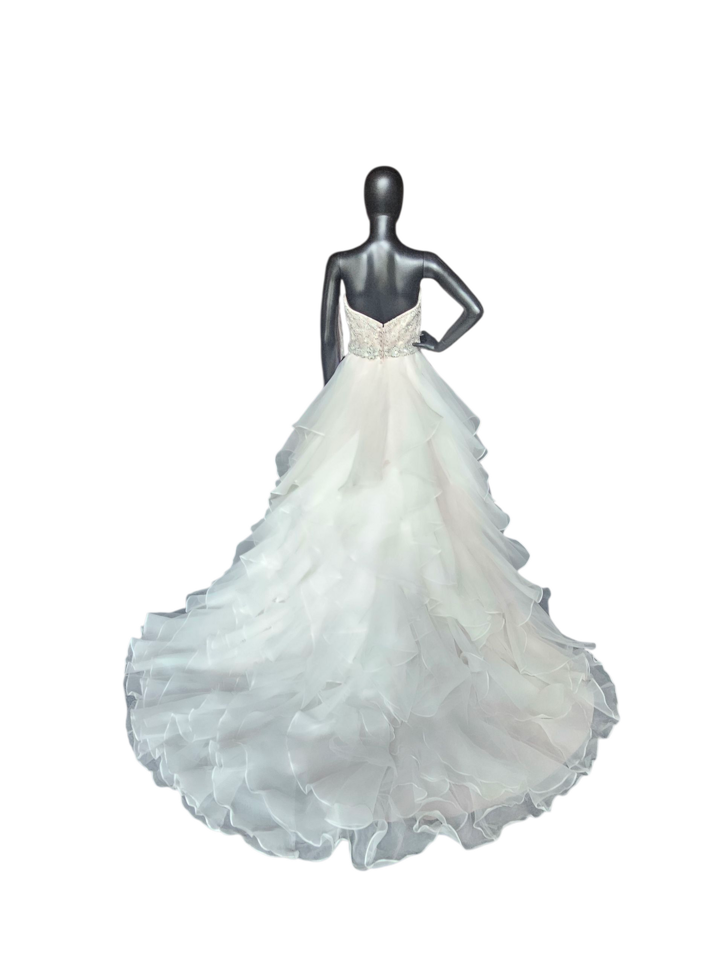 Sweetheart Strapless Blush Tiered Ball Gown Wedding Dress - Mori Lee