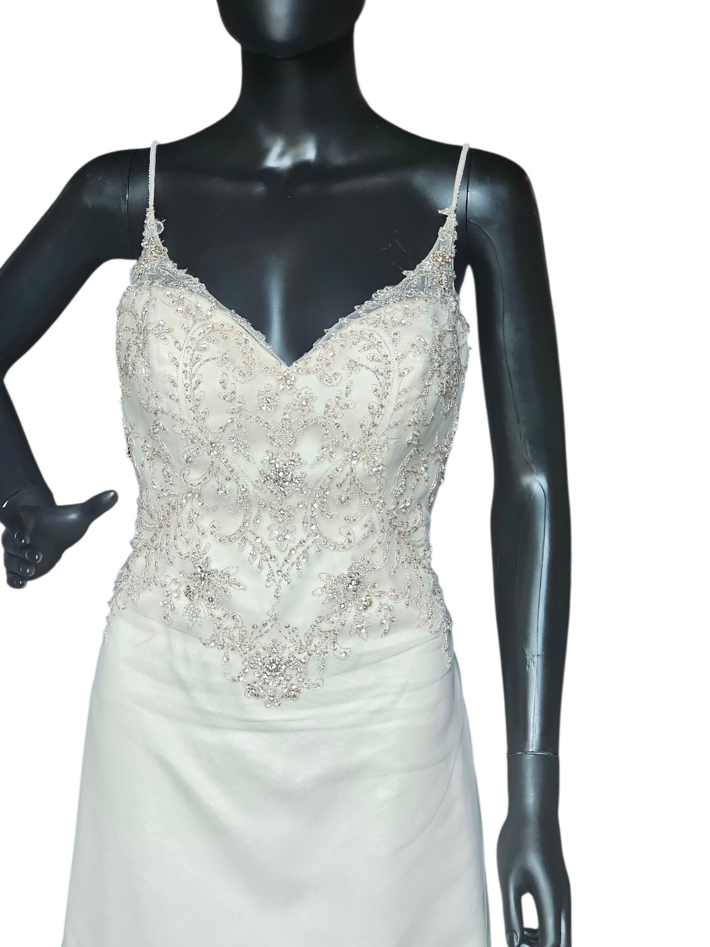 Champagne/Rose Gold Spaghetti Strap A-Line Wedding Gown - Beloved