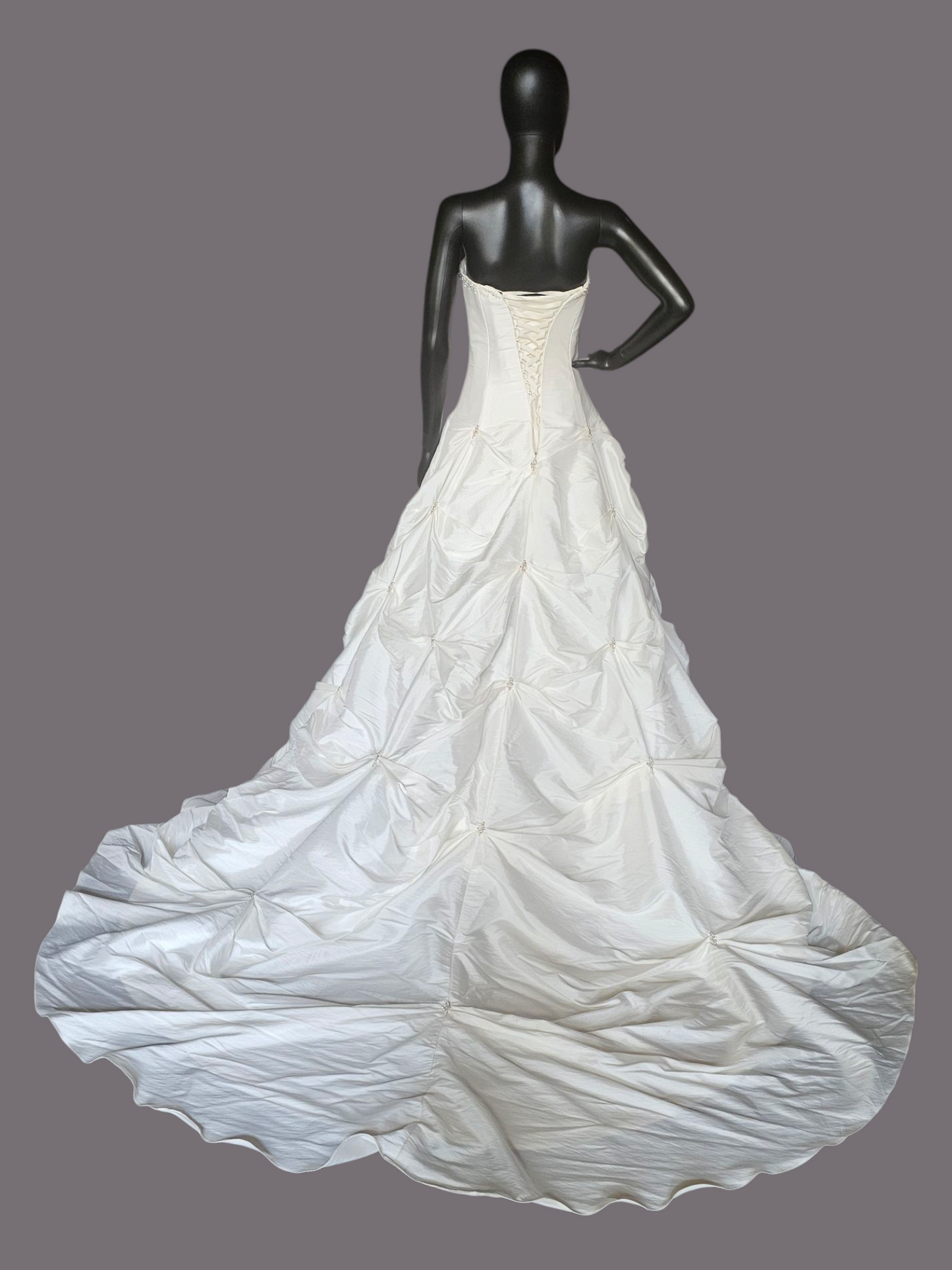 Ivory/Blush Tuck Taffetta Cupcake Wedding Gown- Maggie Sottero Couture