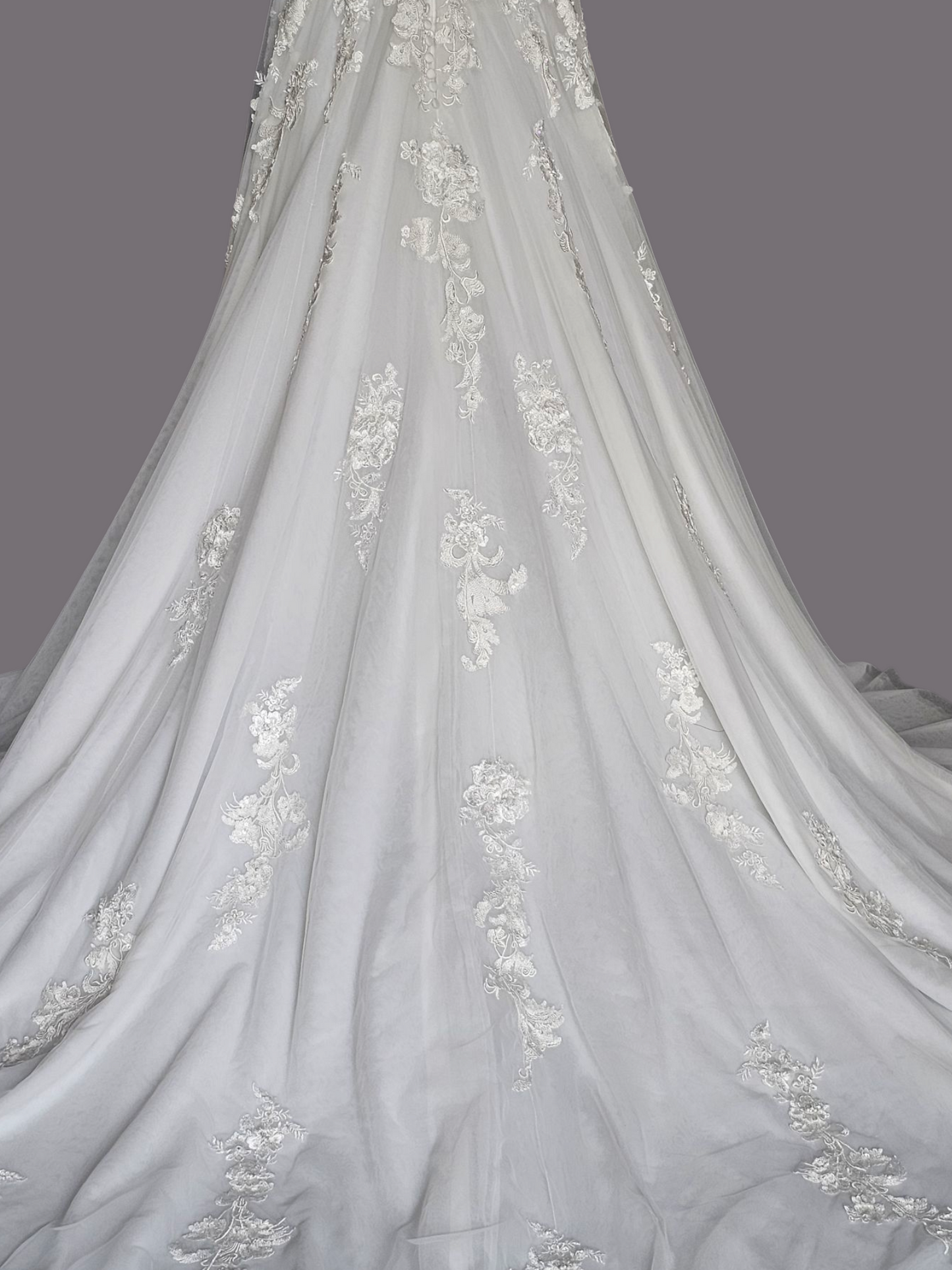 Ivory A-Line Wide Strap V-neck Plunge Wedding Gown - Mori Lee