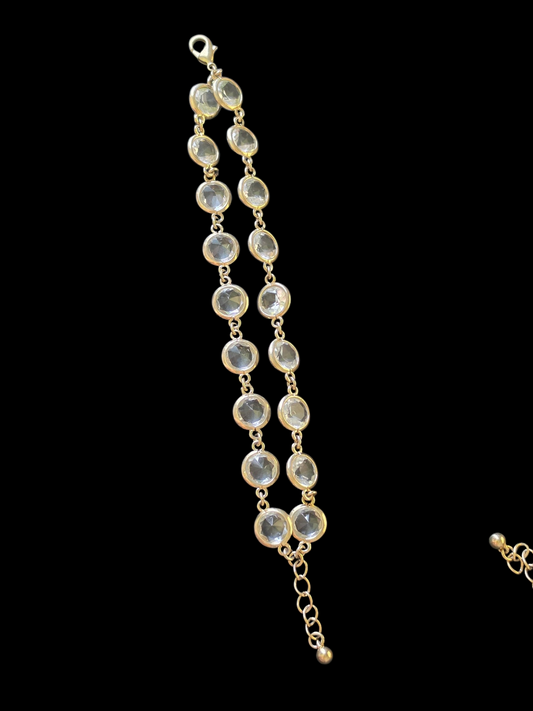 Gold/Crystal Double Strand Clasp Bracelet
