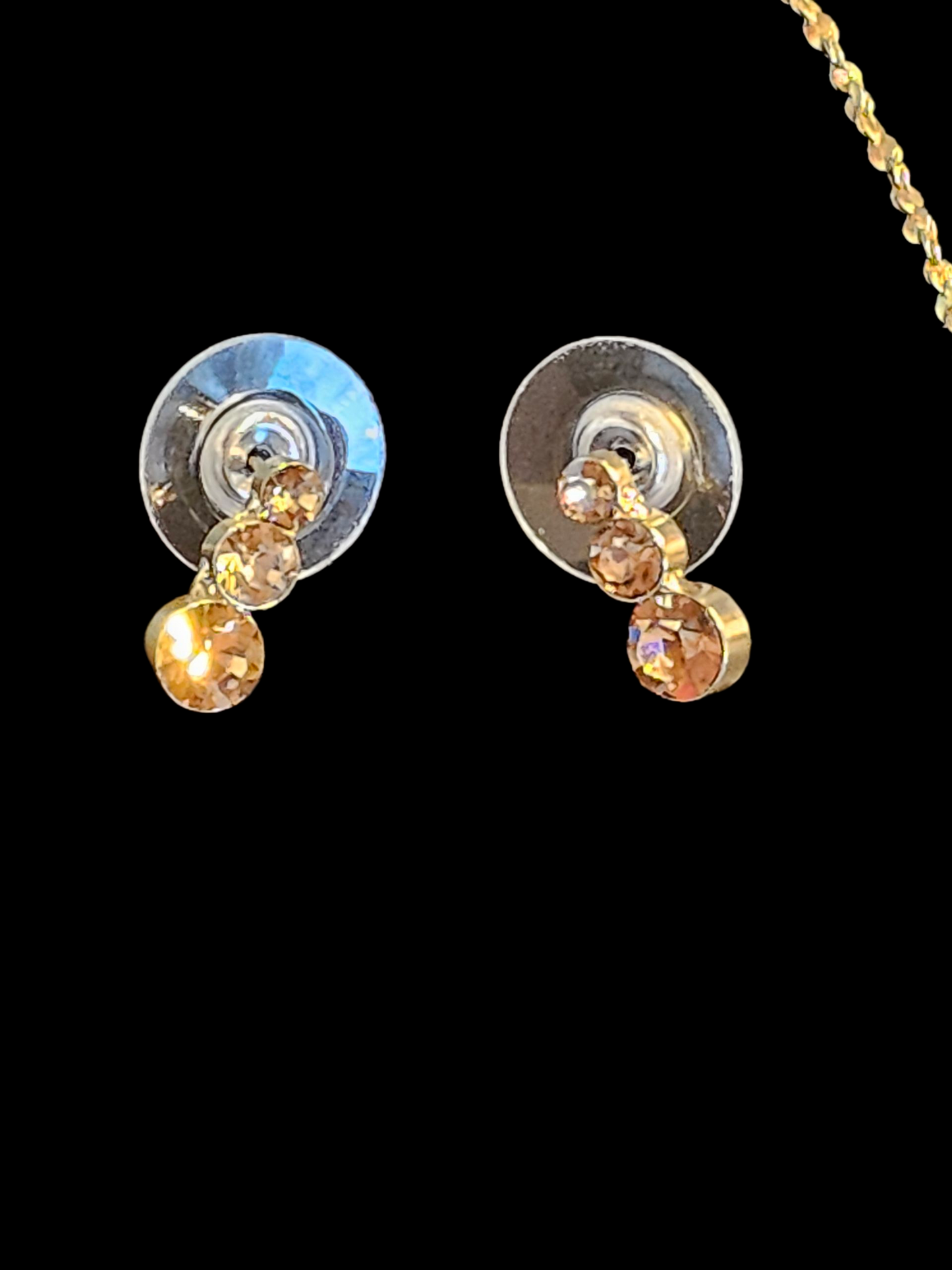 Gold/Champagne Minimalist Crystal Necklace/Earring Set