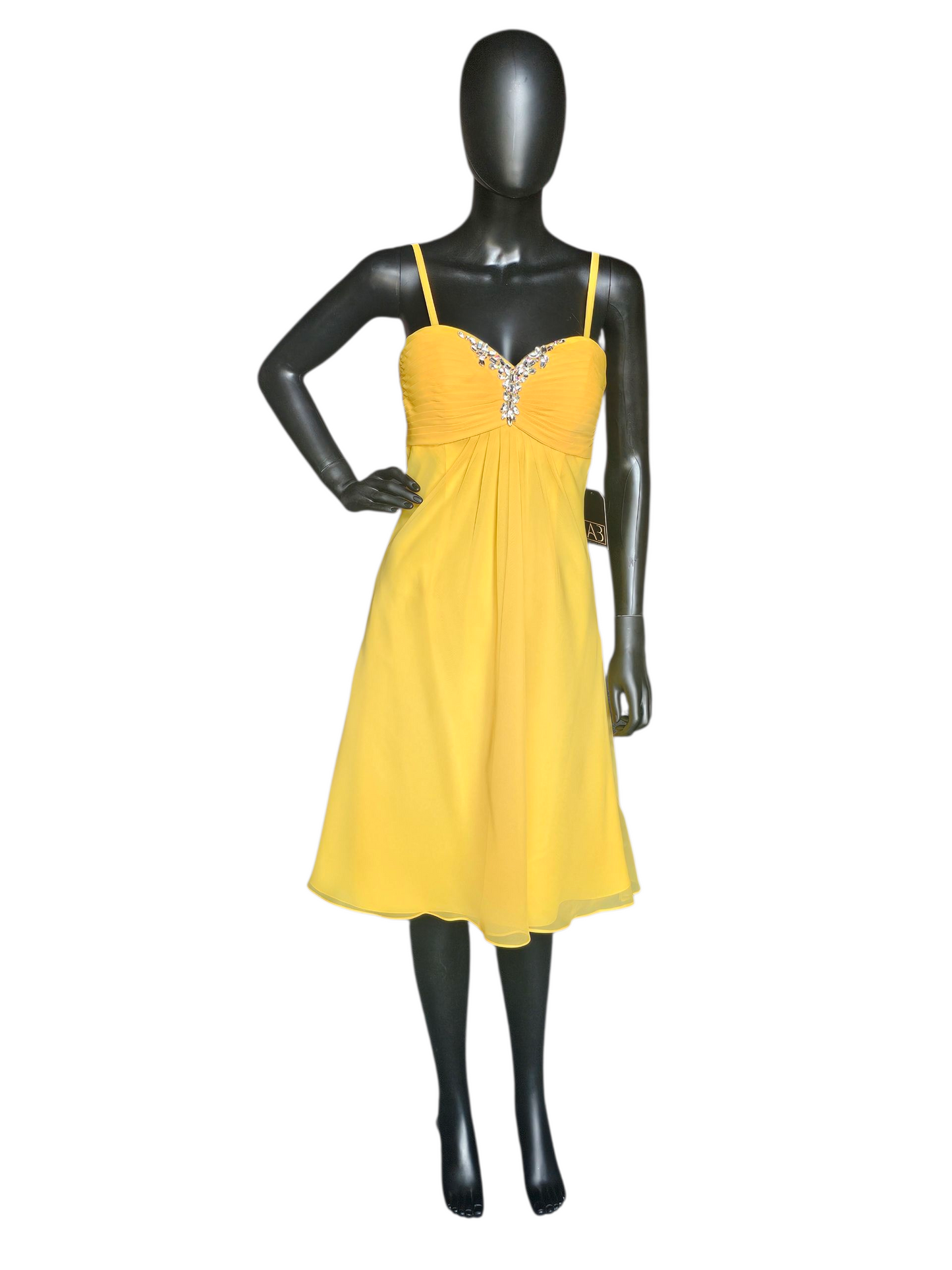 Canary Yellow Chiffon Spaghetti Party/Cocktail Dress NWOT - Da Vinci